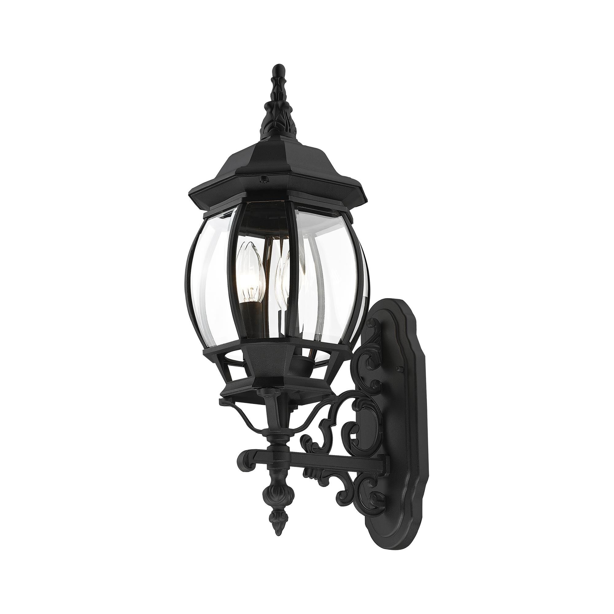 Shown in Textured Black finish and Clear Beveled glass and Clear Beveled Glass shade