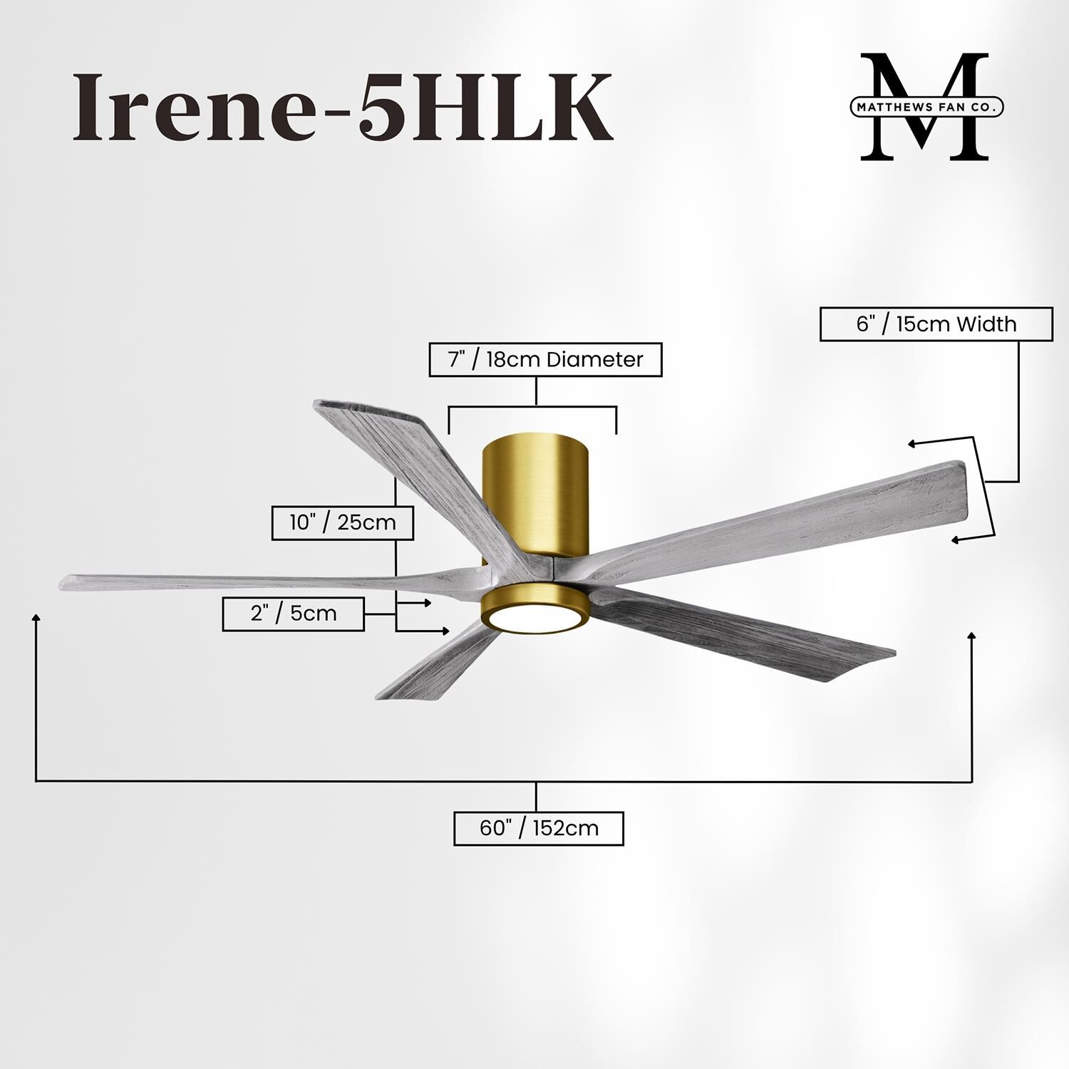 Irene 60 Inch Flush Mount Fan with Light Kit by Matthews Fan Company