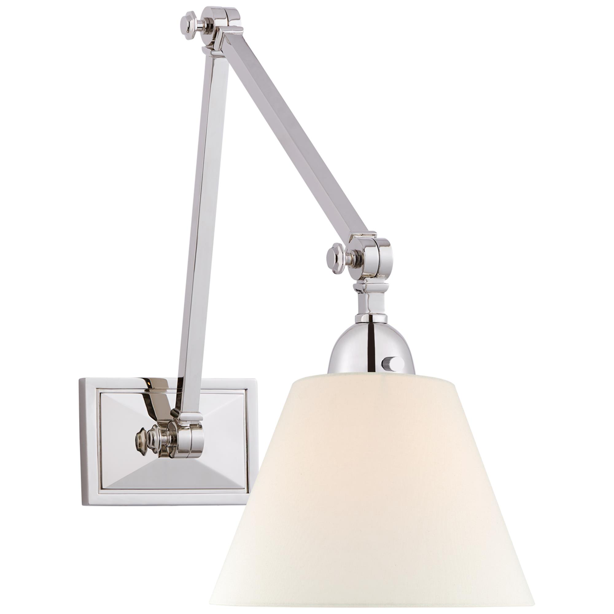 Shown in Polished Nickel finish and Linen shade