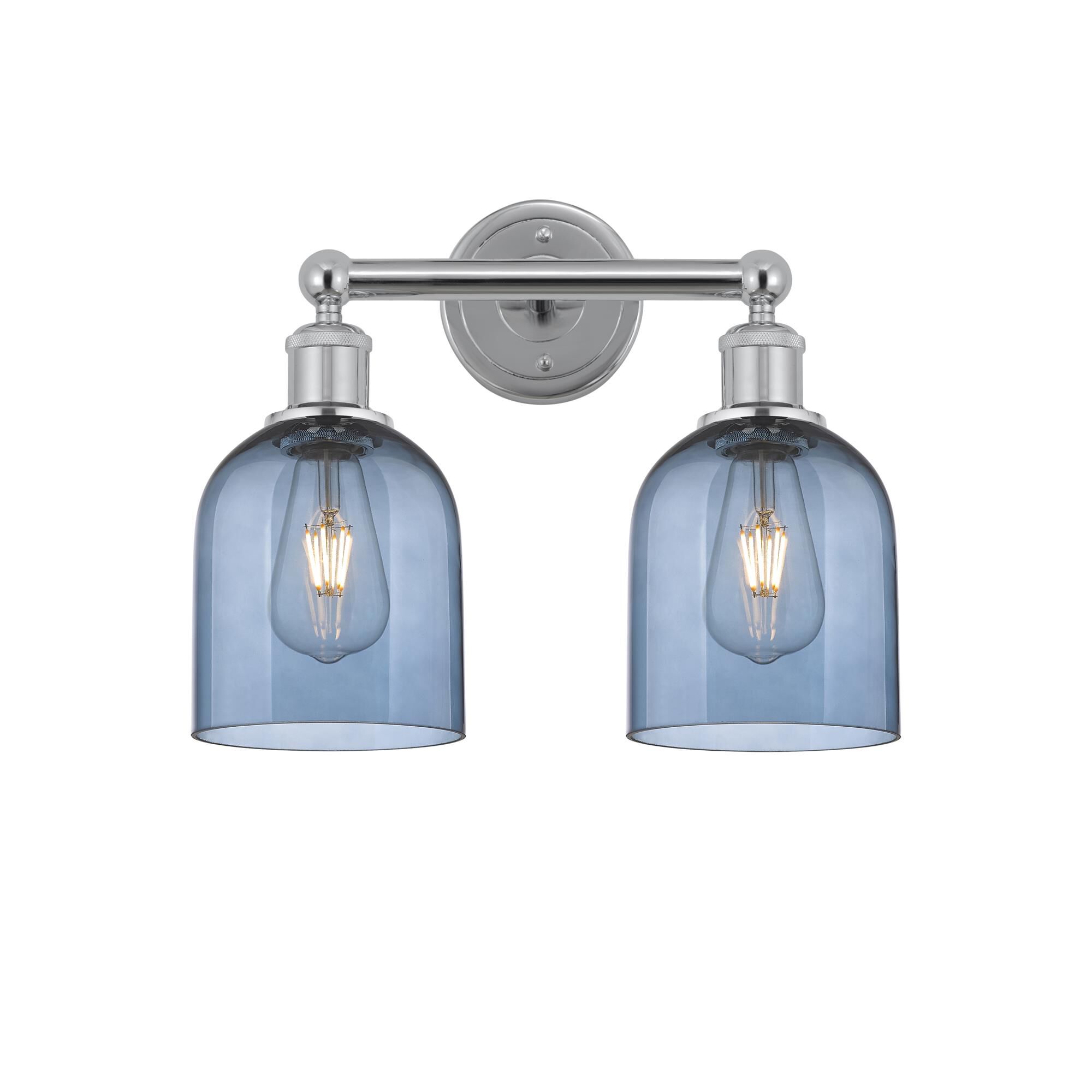 Shown in Polished Chrome finish and Princess Blue glass