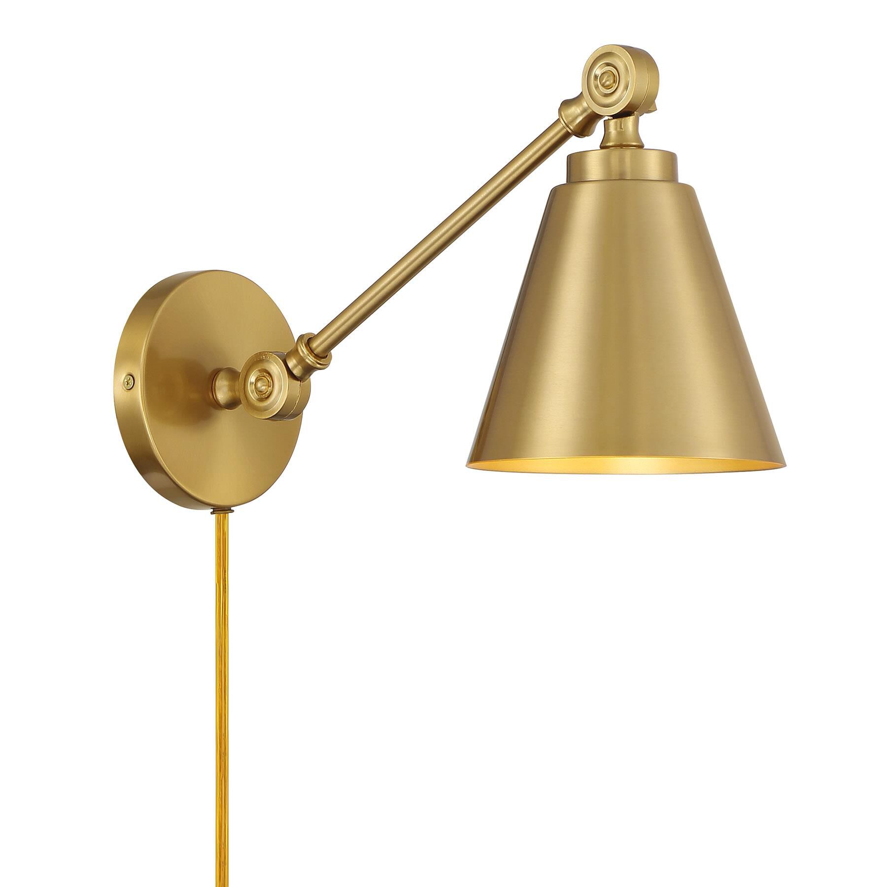 Shown in Natural Brass finish and Metal shade