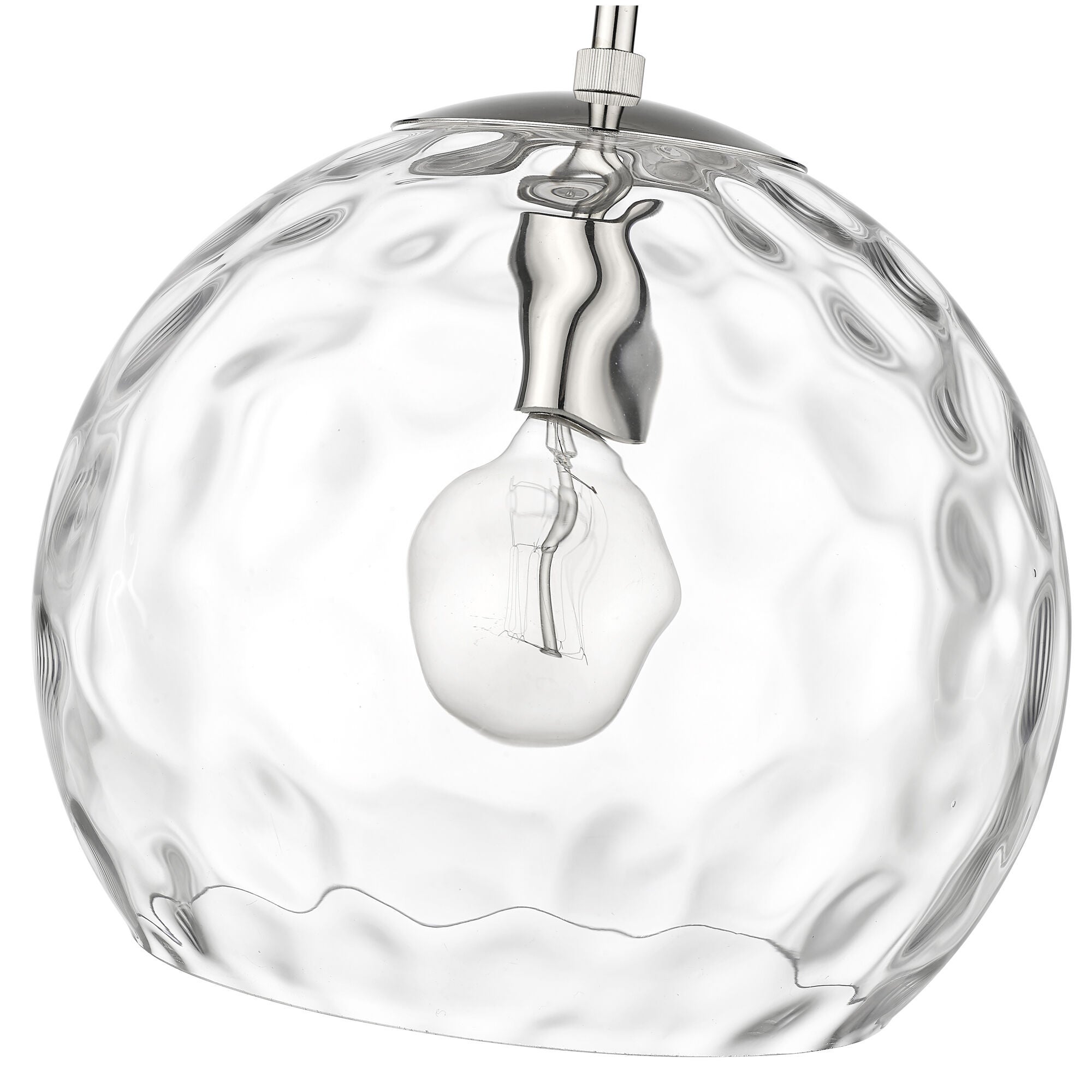 Shown in Polished Nickel finish and Rippled Water glass