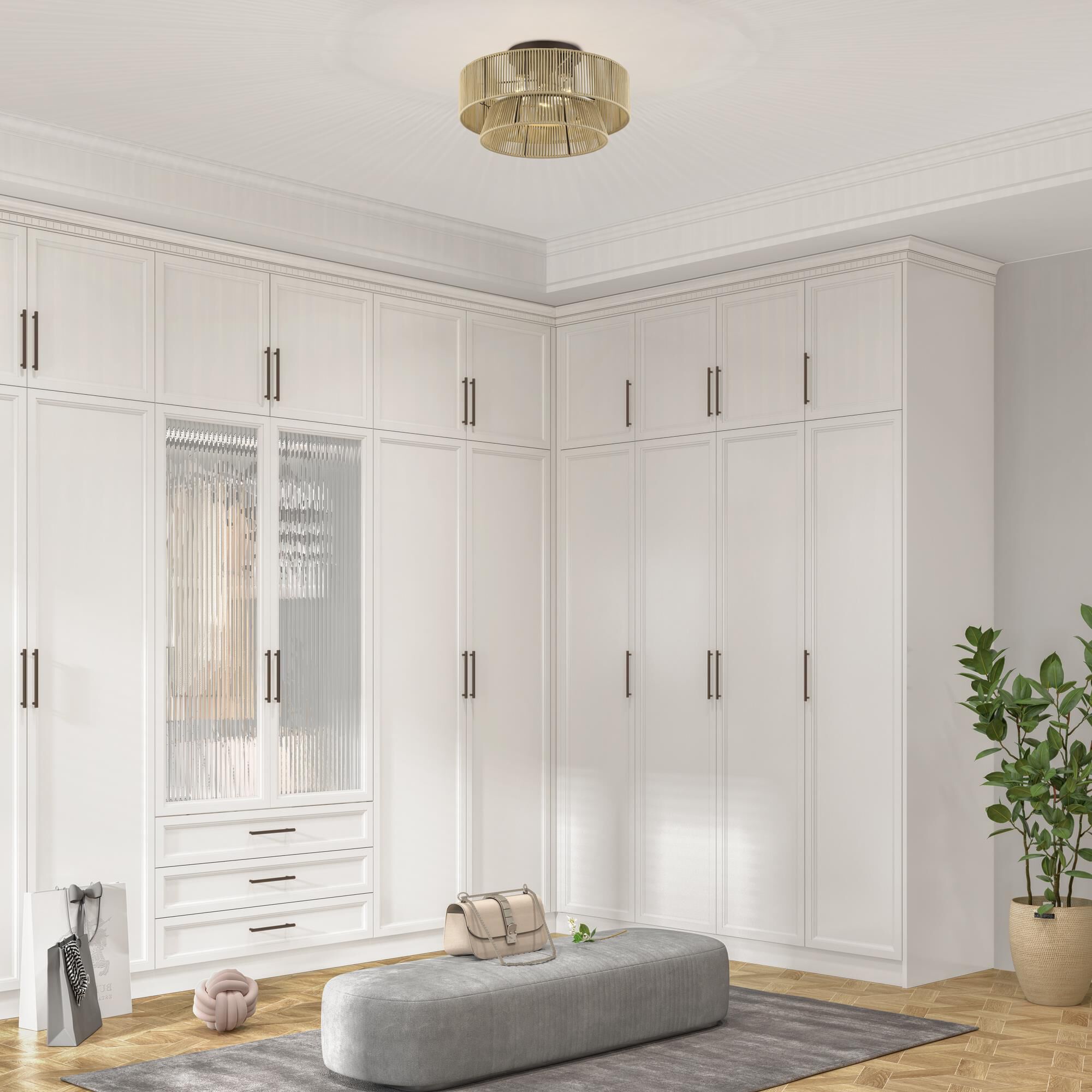 Shown in English Bronze finish and Hand-Woven Venetian Gold Color Polyester Rope shade