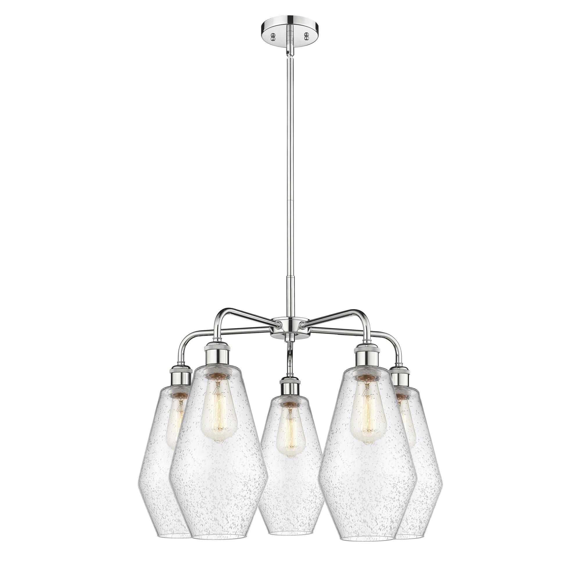 Shown in Polished Chrome finish and Seedy glass