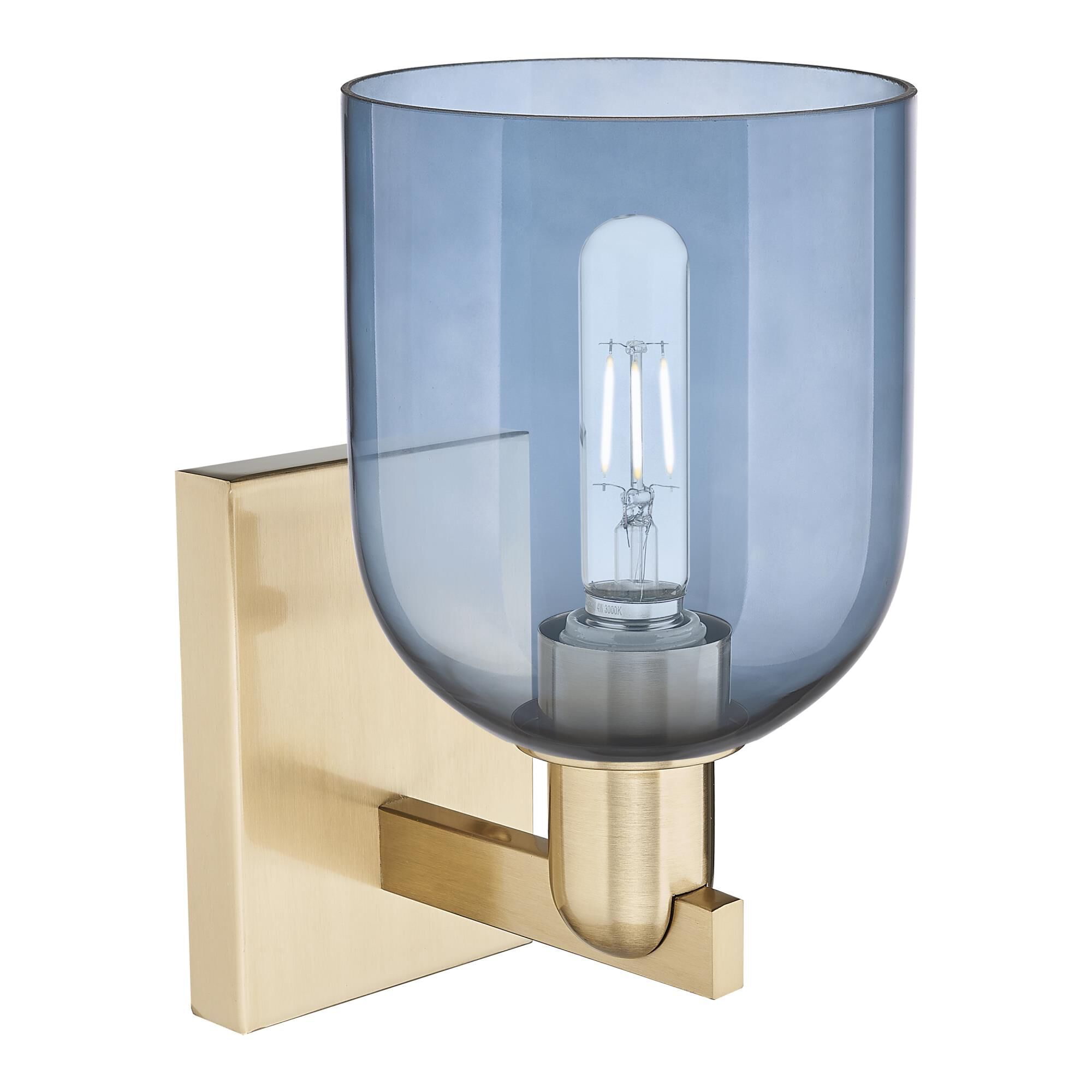 Shown in Champagne Bronze finish and Blue glass