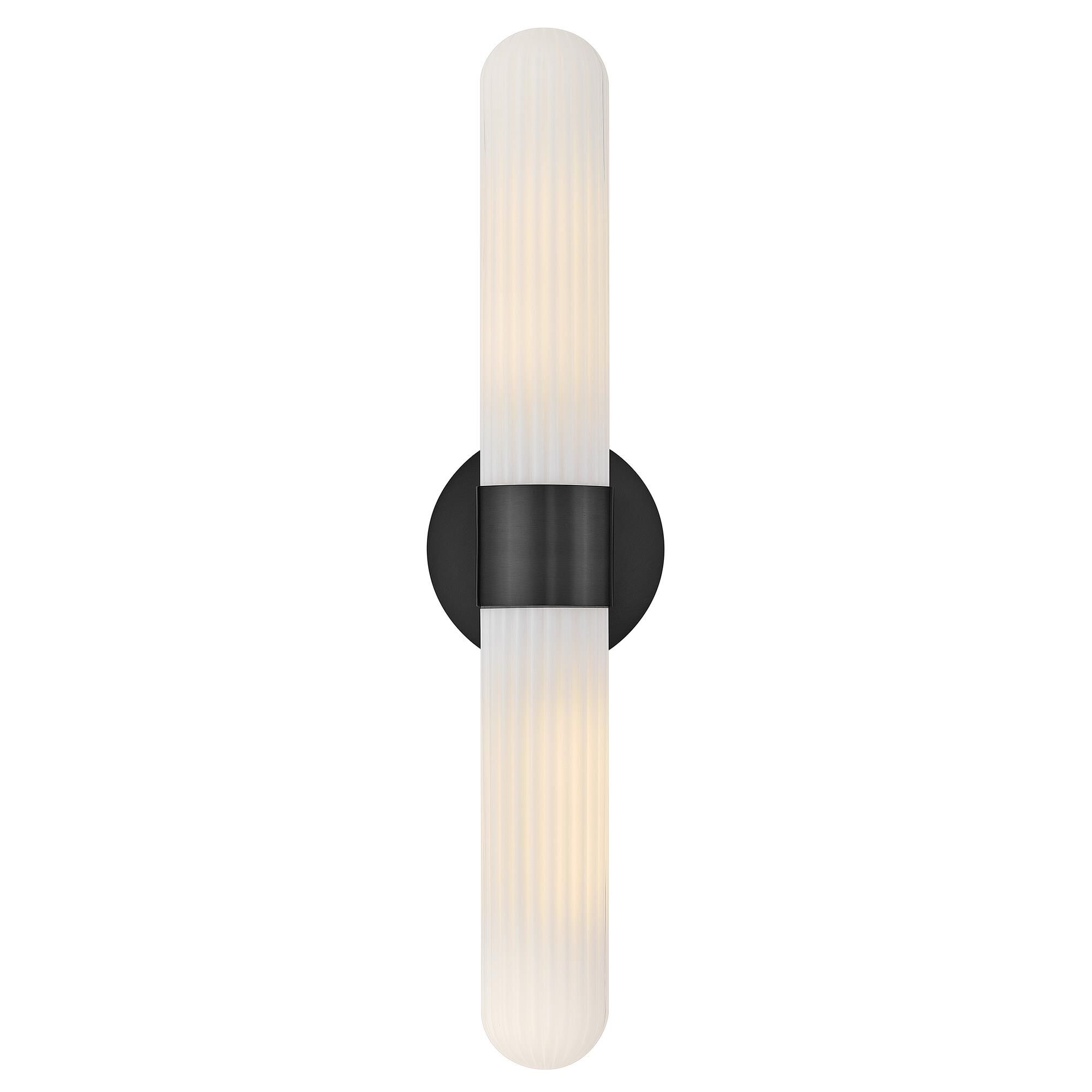 Shown in Black finish and Cased Opal Ribbed glass