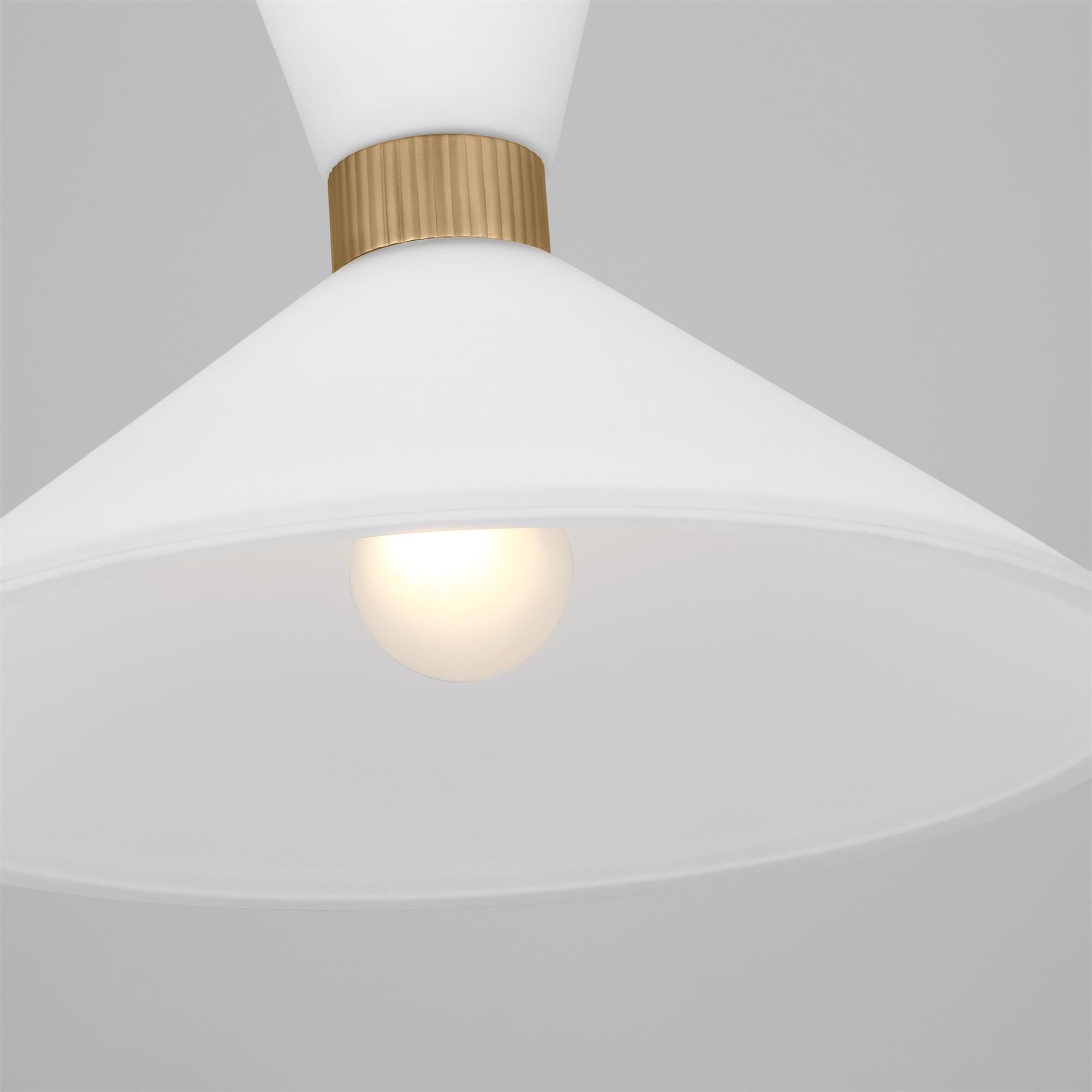 Shown in Satin Brass finish and Etched White Glass s shade