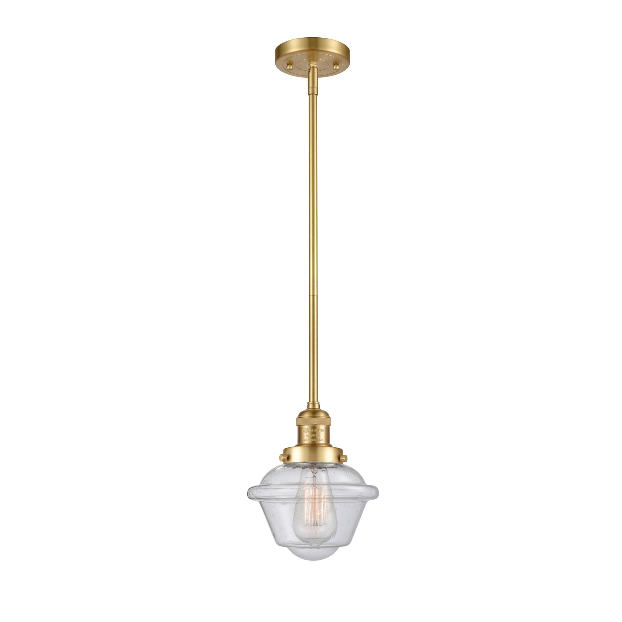 Shown in Satin Gold finish and Seedy Small Oxford glass