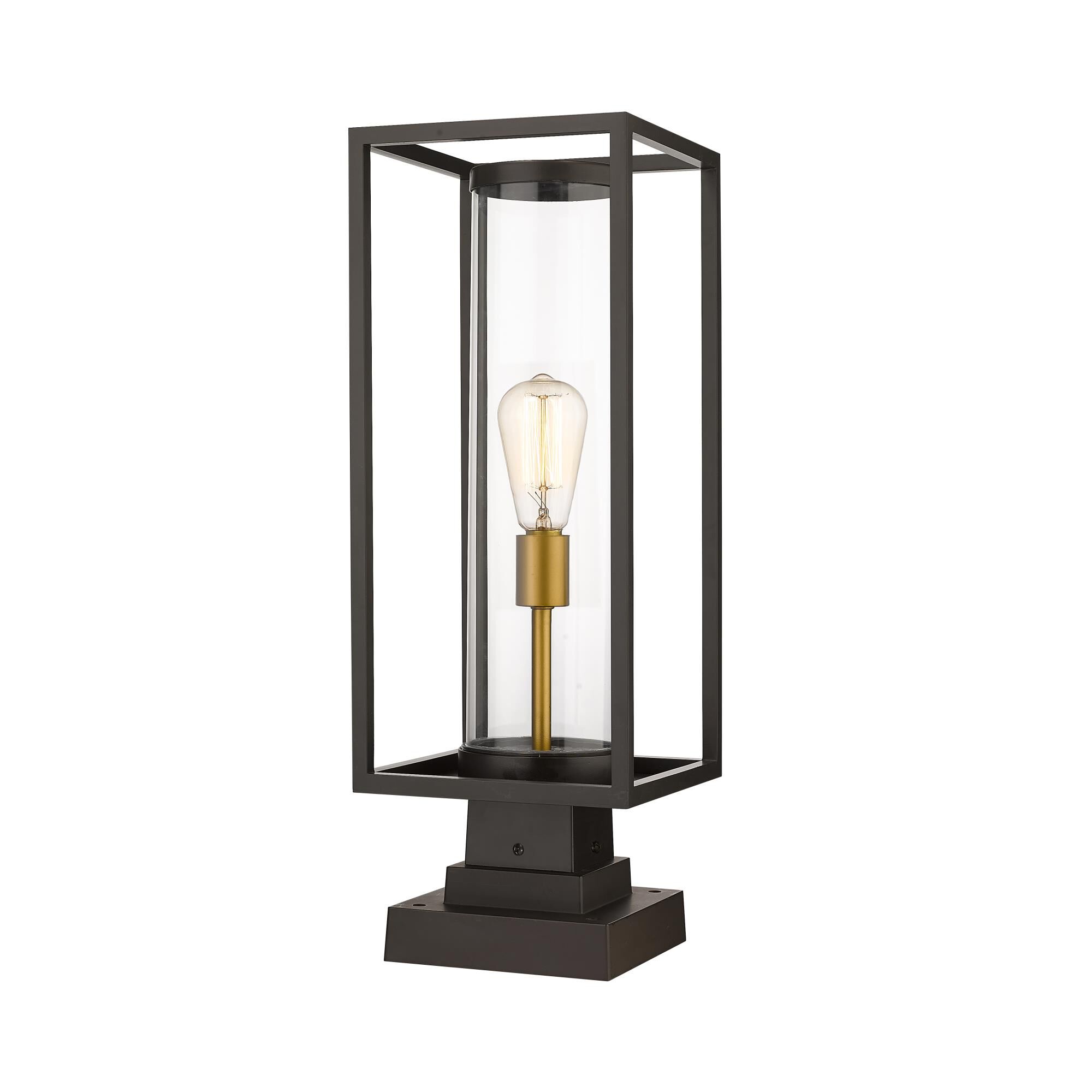 Shown in Deep Bronze + Outdoor Brass finish and Glass shade