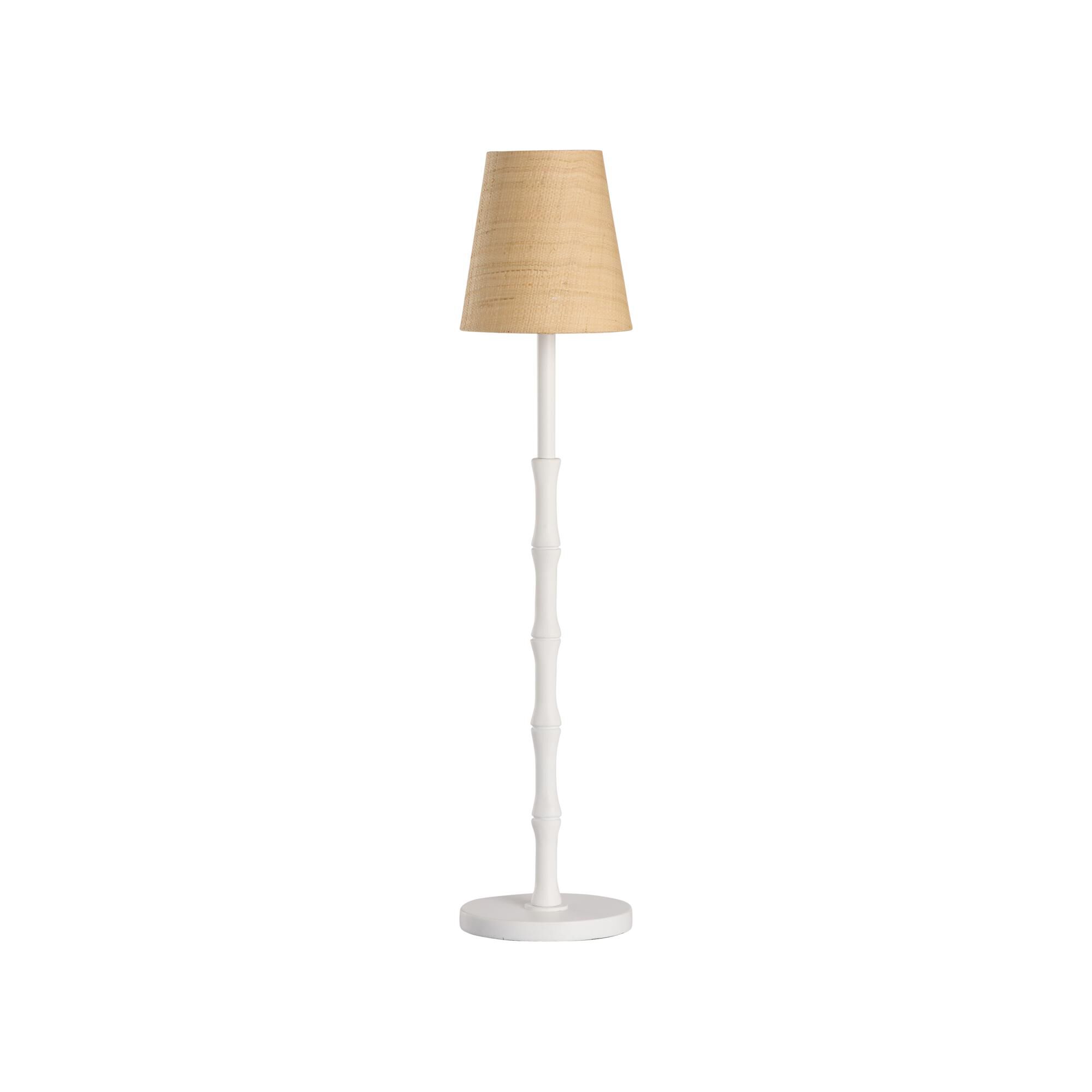 Shown in White and Cream finish and Raffia shade