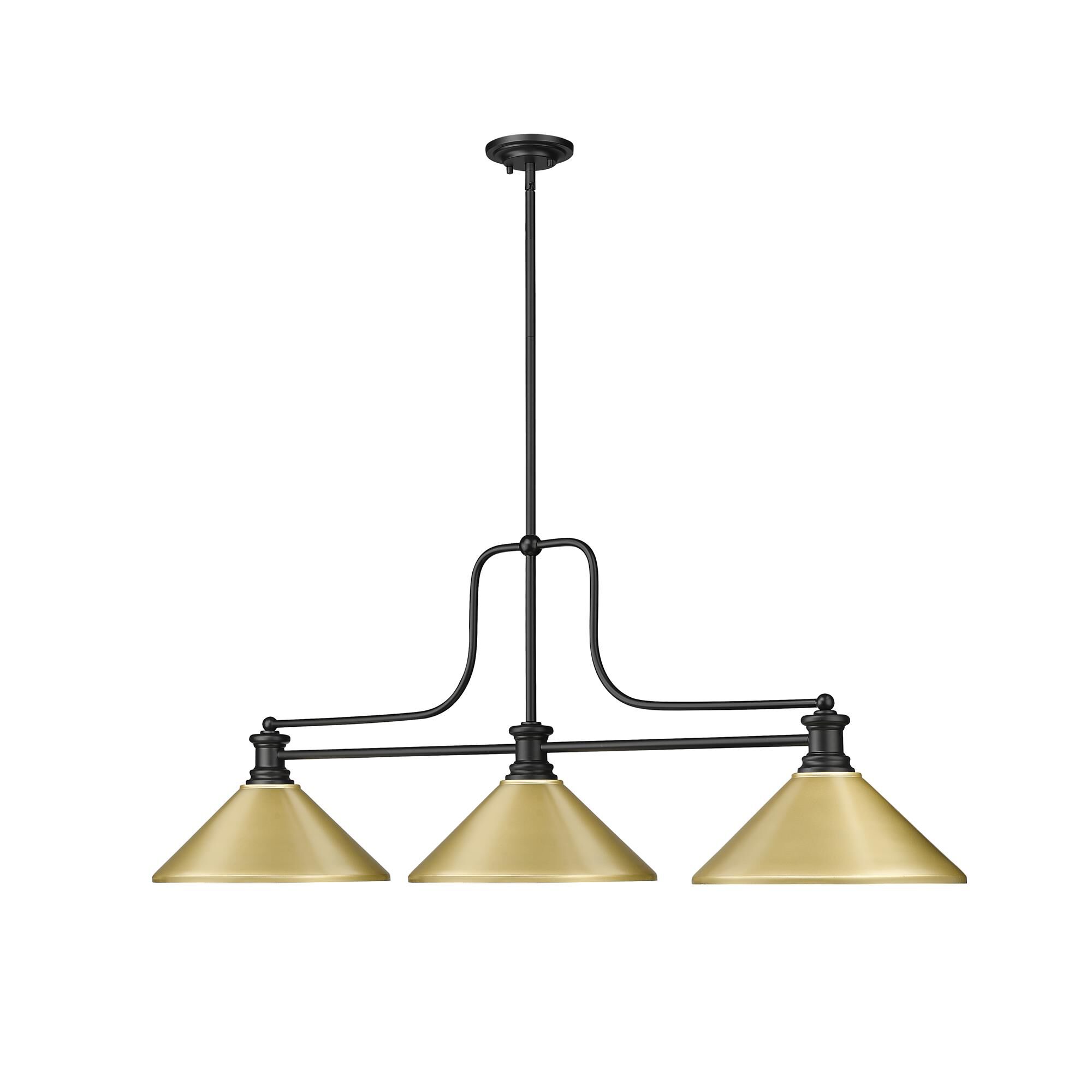 Shown in Matte Black finish and Satin Gold shade