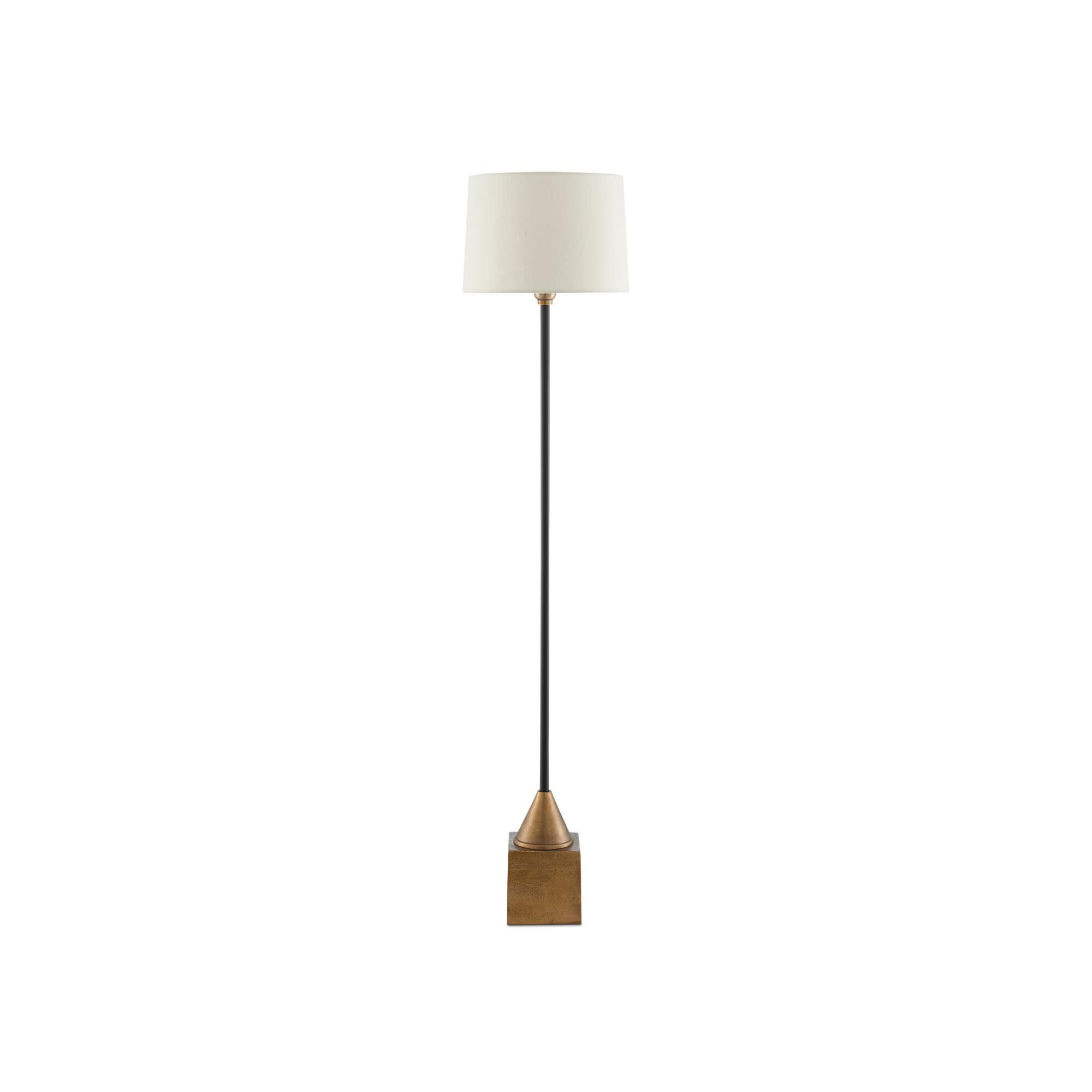 Shown in Antique Brass - Black finish and Tan Shantung shade