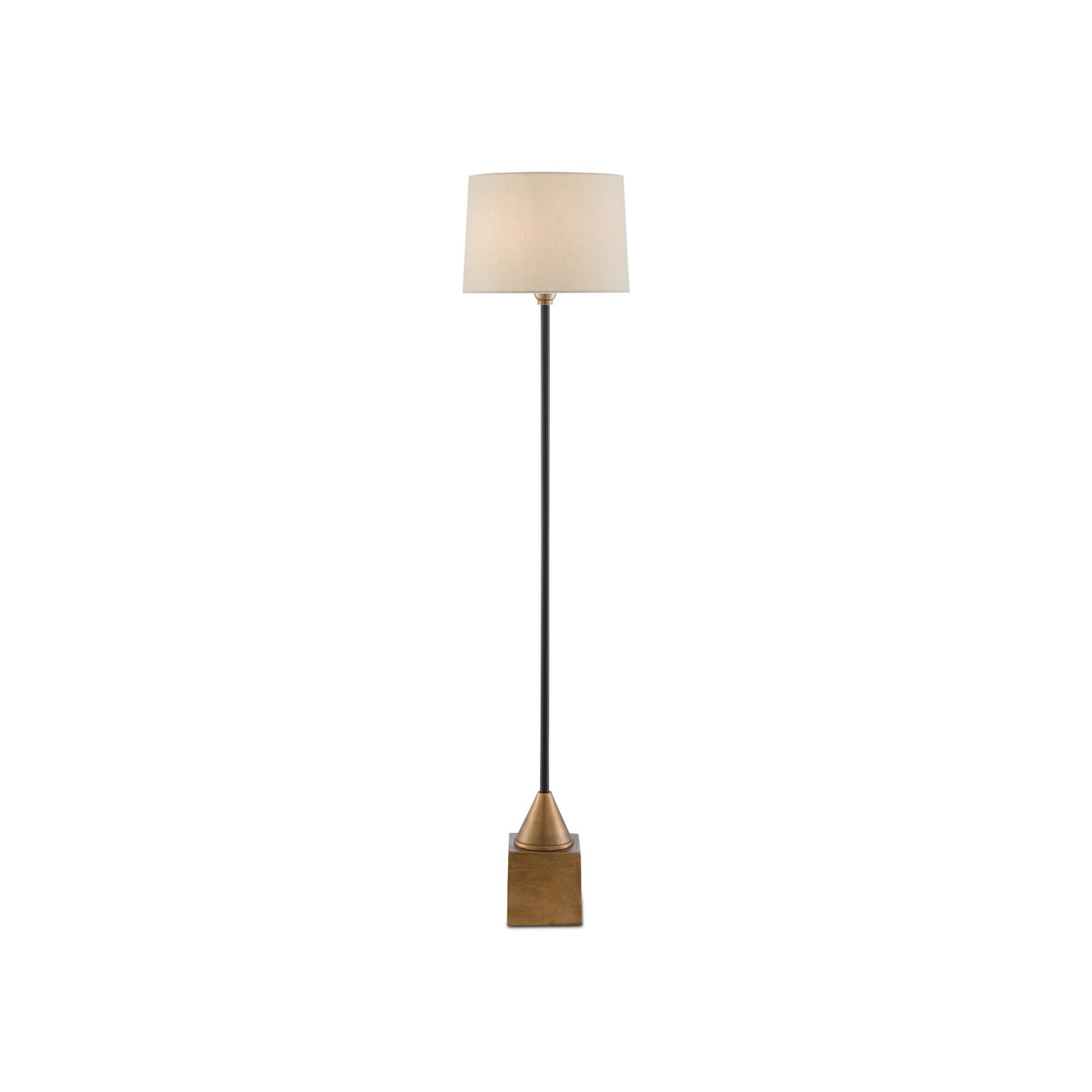 Shown in Antique Brass - Black finish and Tan Shantung shade