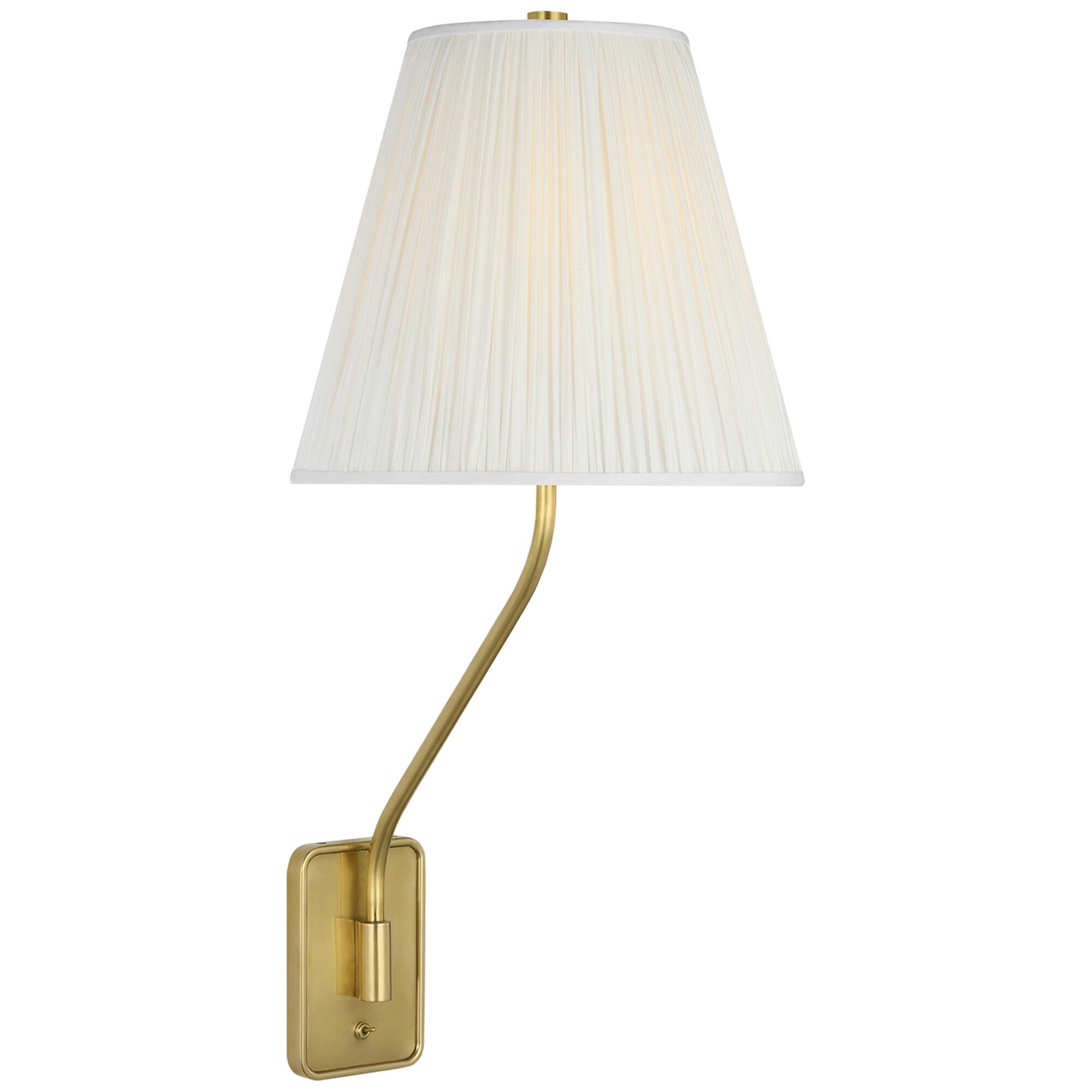 Shown in Hand-Rubbed Antique Brass finish and Silk Pleated shade