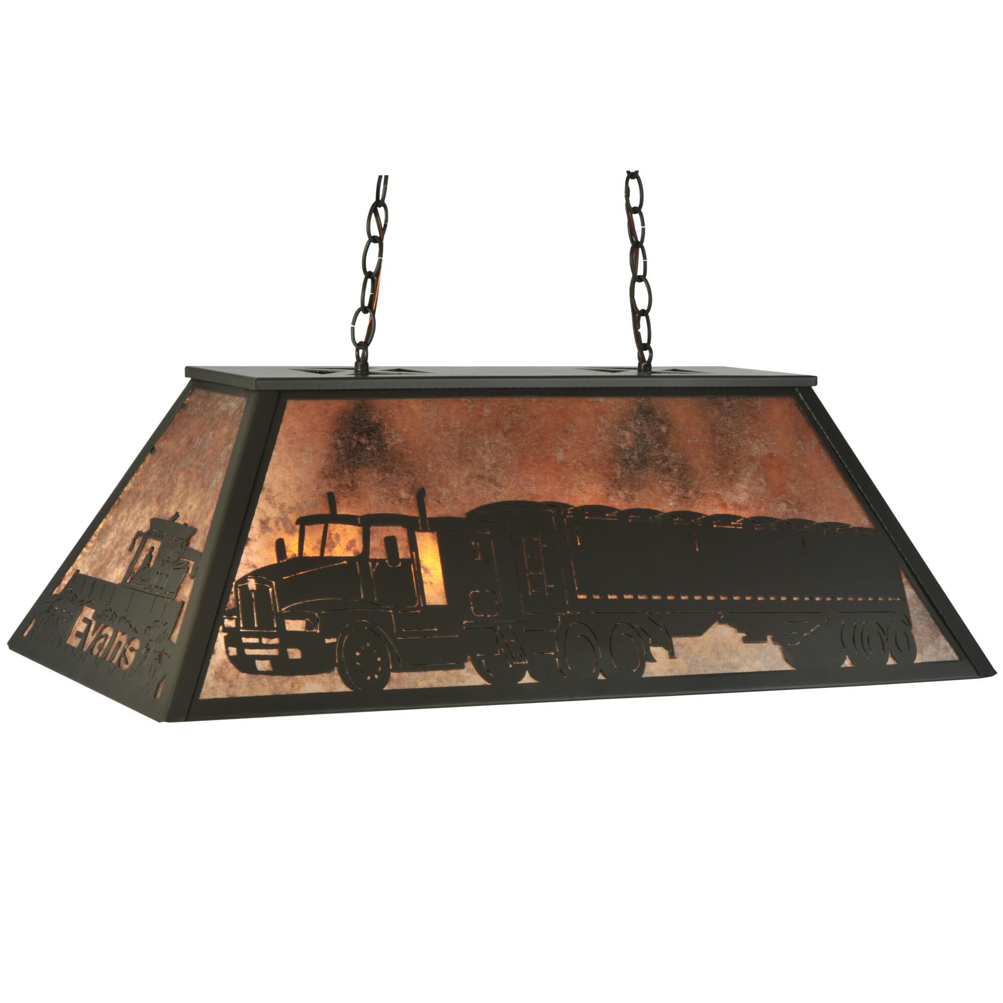 Shown in Timeless Bronze finish and Silver Mica glass