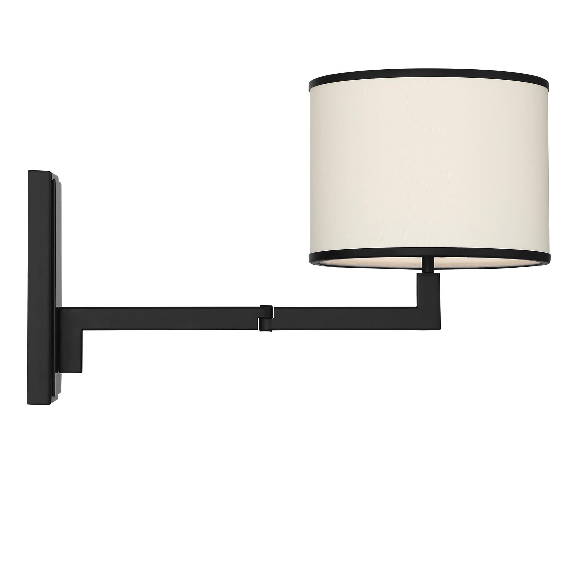 Shown in Matte Black finish and Fabric glass and Fabric shade