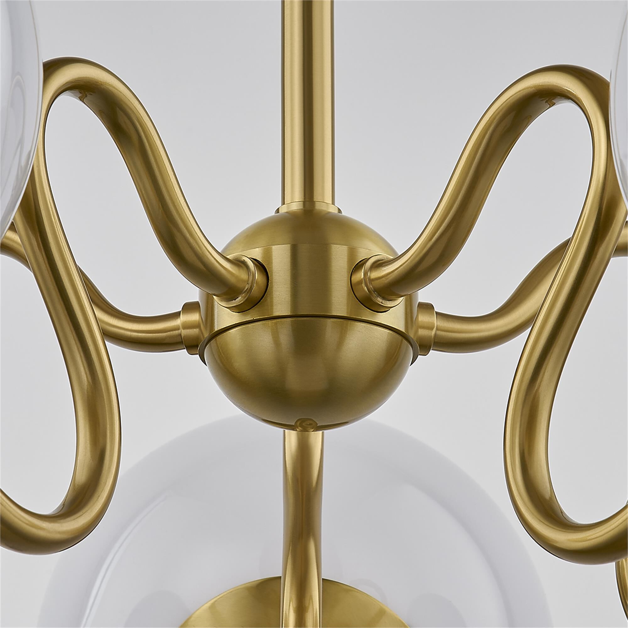 Shown in Aged Brass finish and Opal Glossy glass