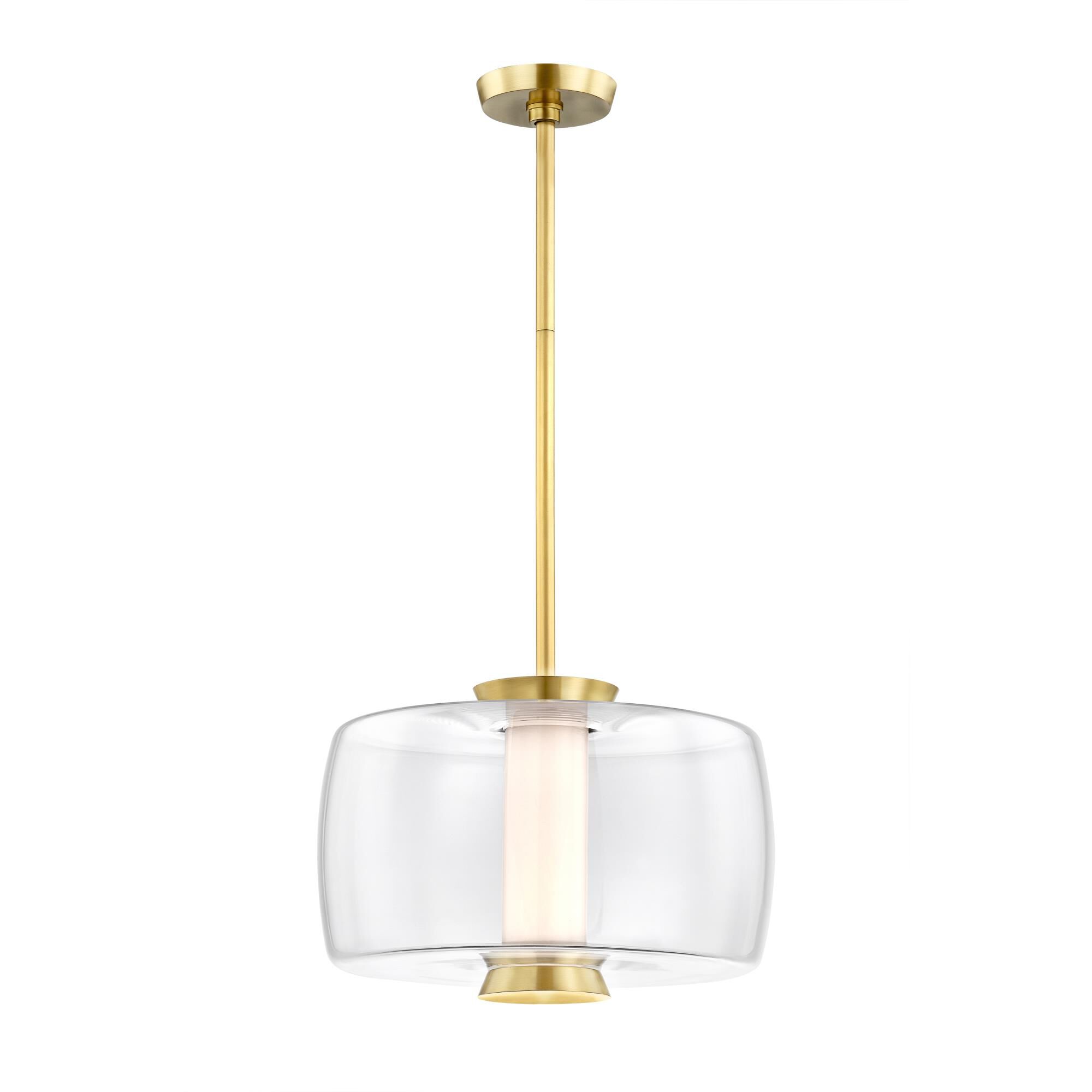 Shown in Aged Brass finish and Clear glass