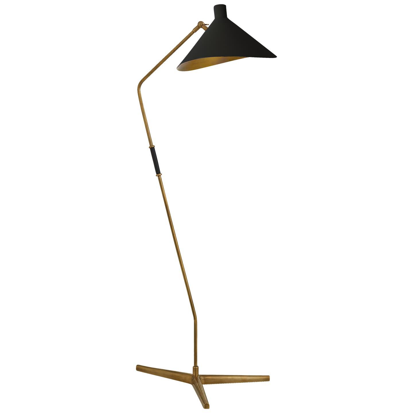Shown in Hand-Rubbed Antique Brass finish and Black shade