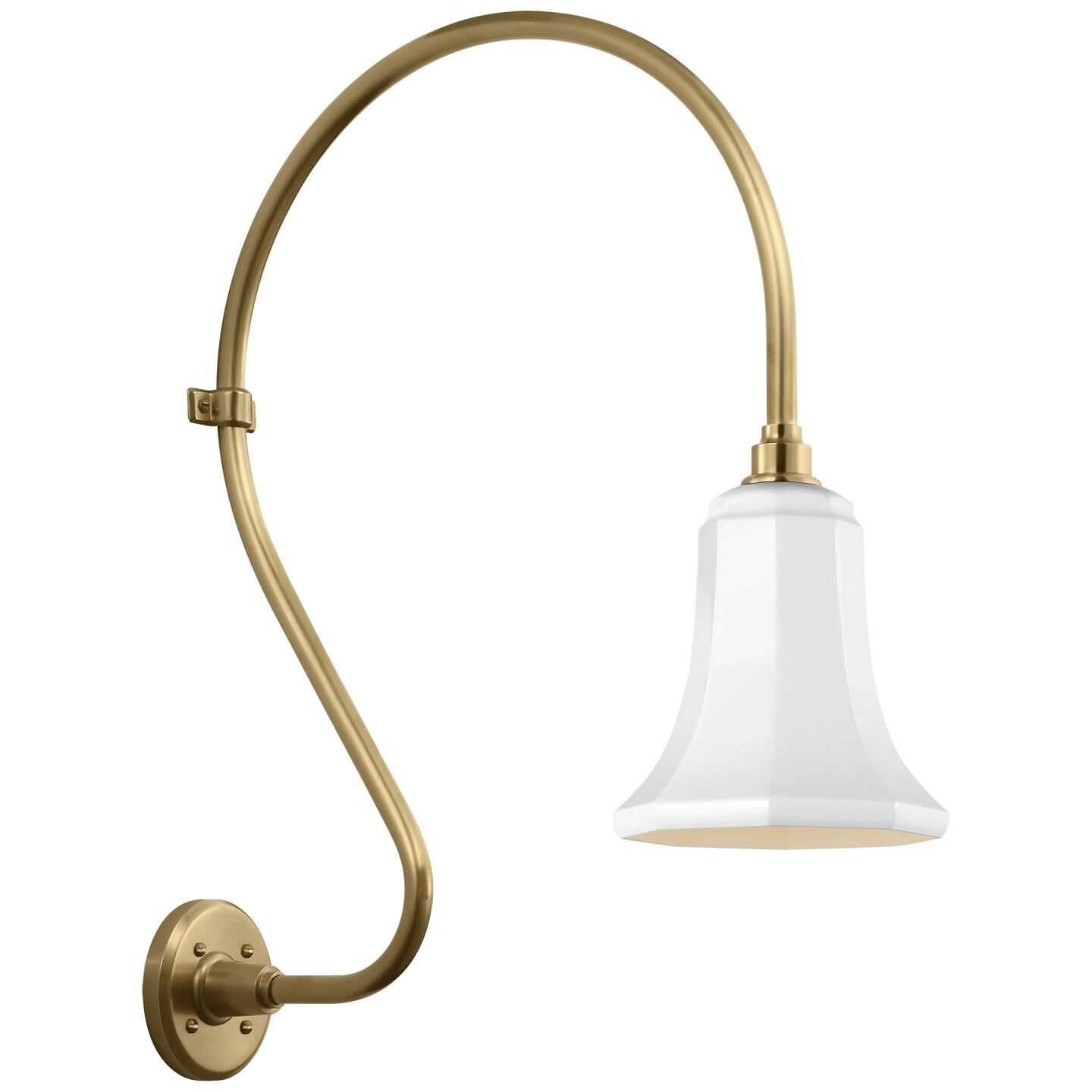 Shown in Hand-Rubbed Antique Brass finish and White Savannah shade