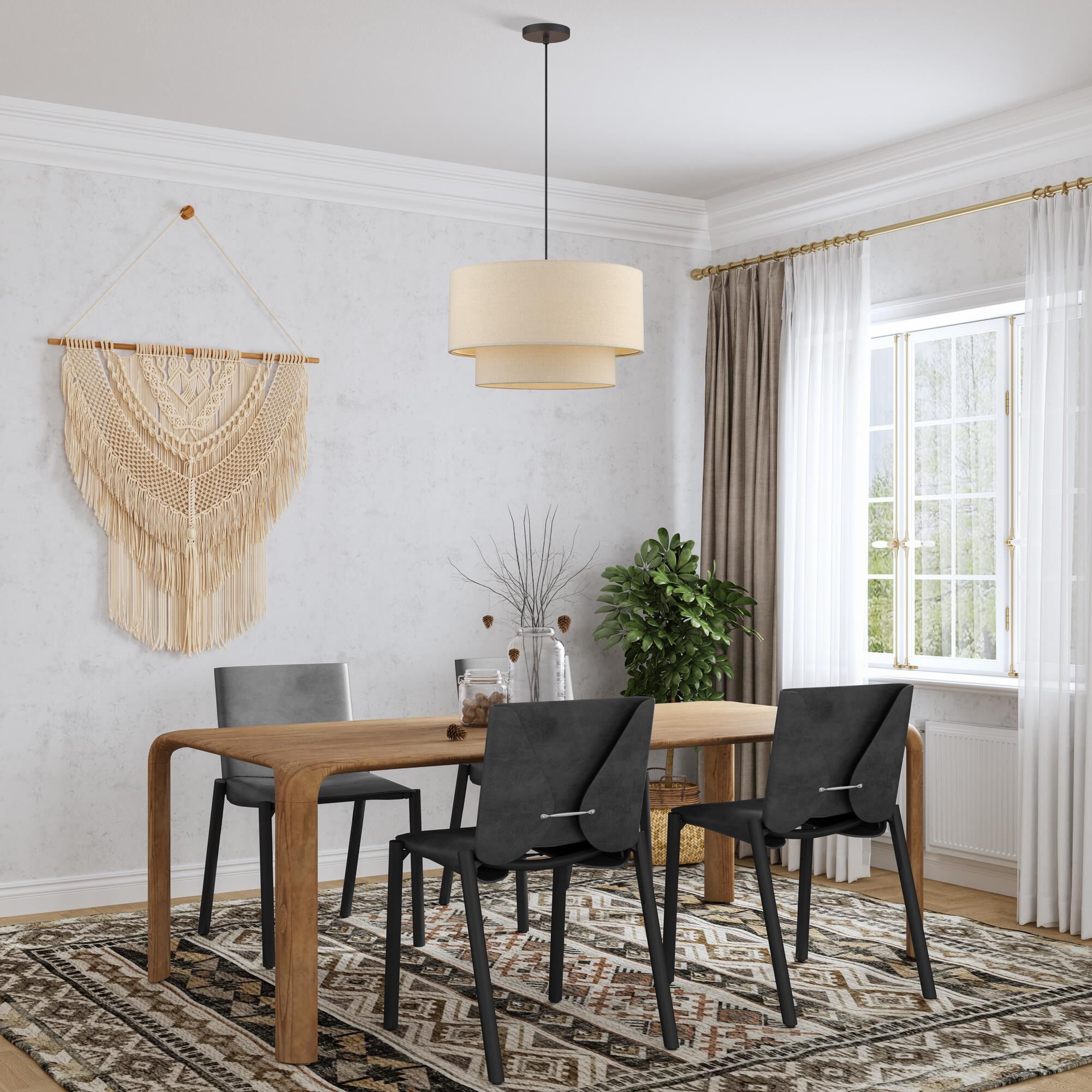 Shown in Bronze finish and Hand Crafted Parchment Color Hardback Fabric shade