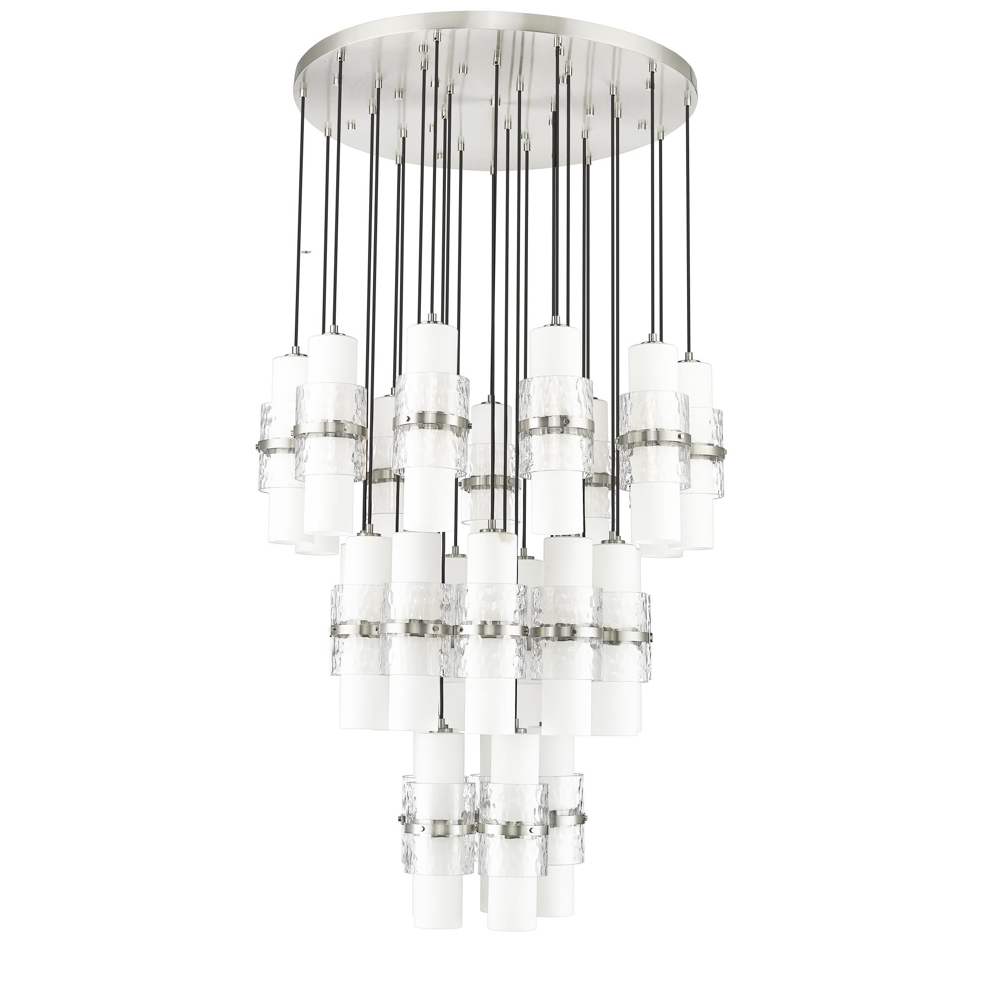 Shown in Brushed Nickel finish and Clear and Etched Opal glass