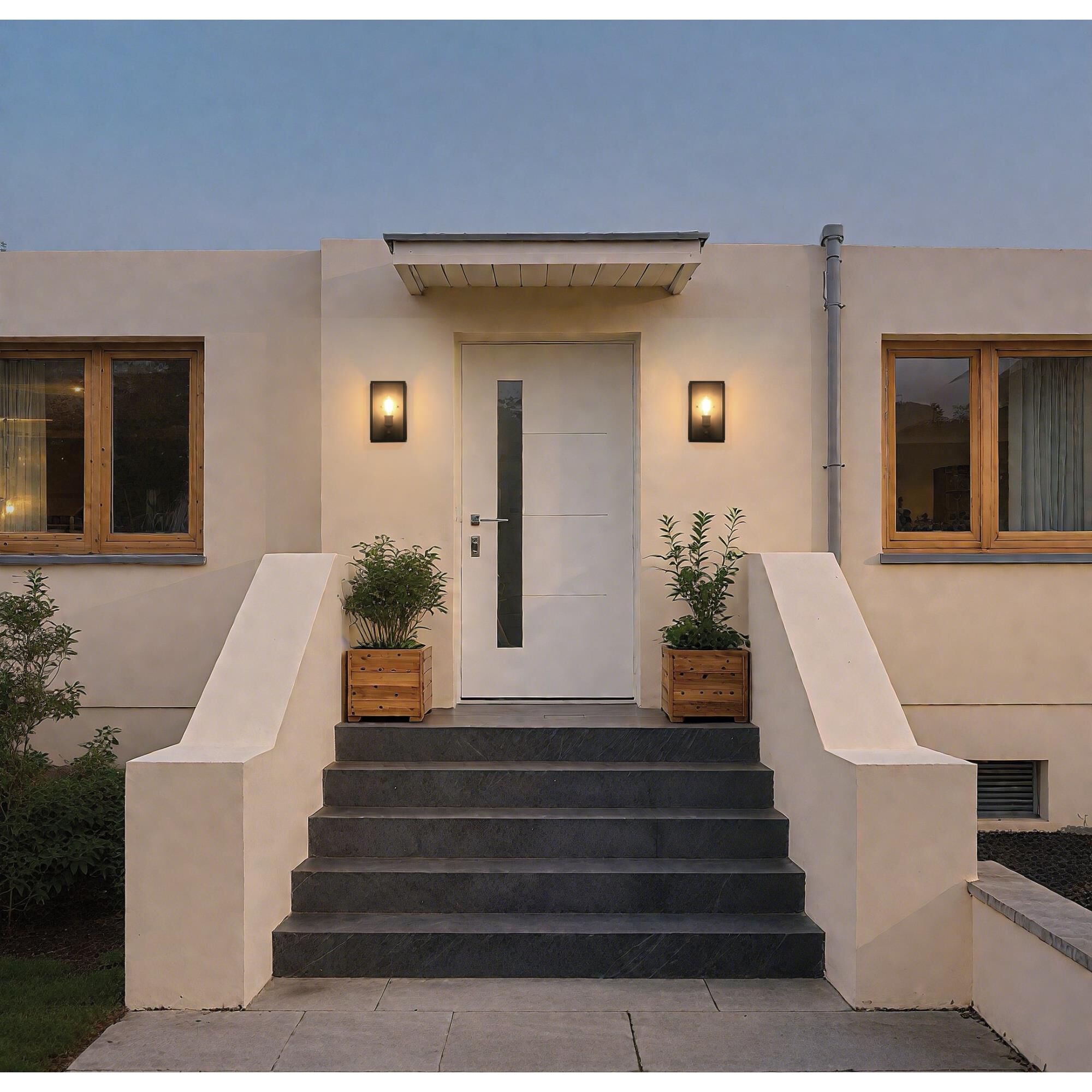 Shown in Blackened Brass finish and Clear glass