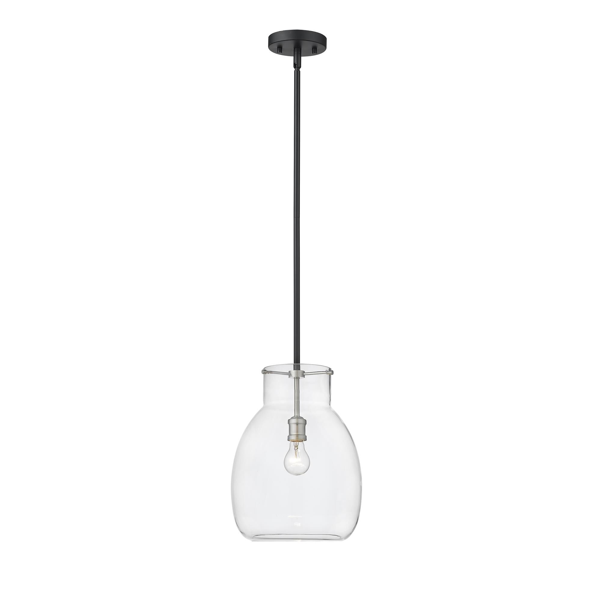 Shown in Matte Black + Brushed Nickel finish and Glass shade