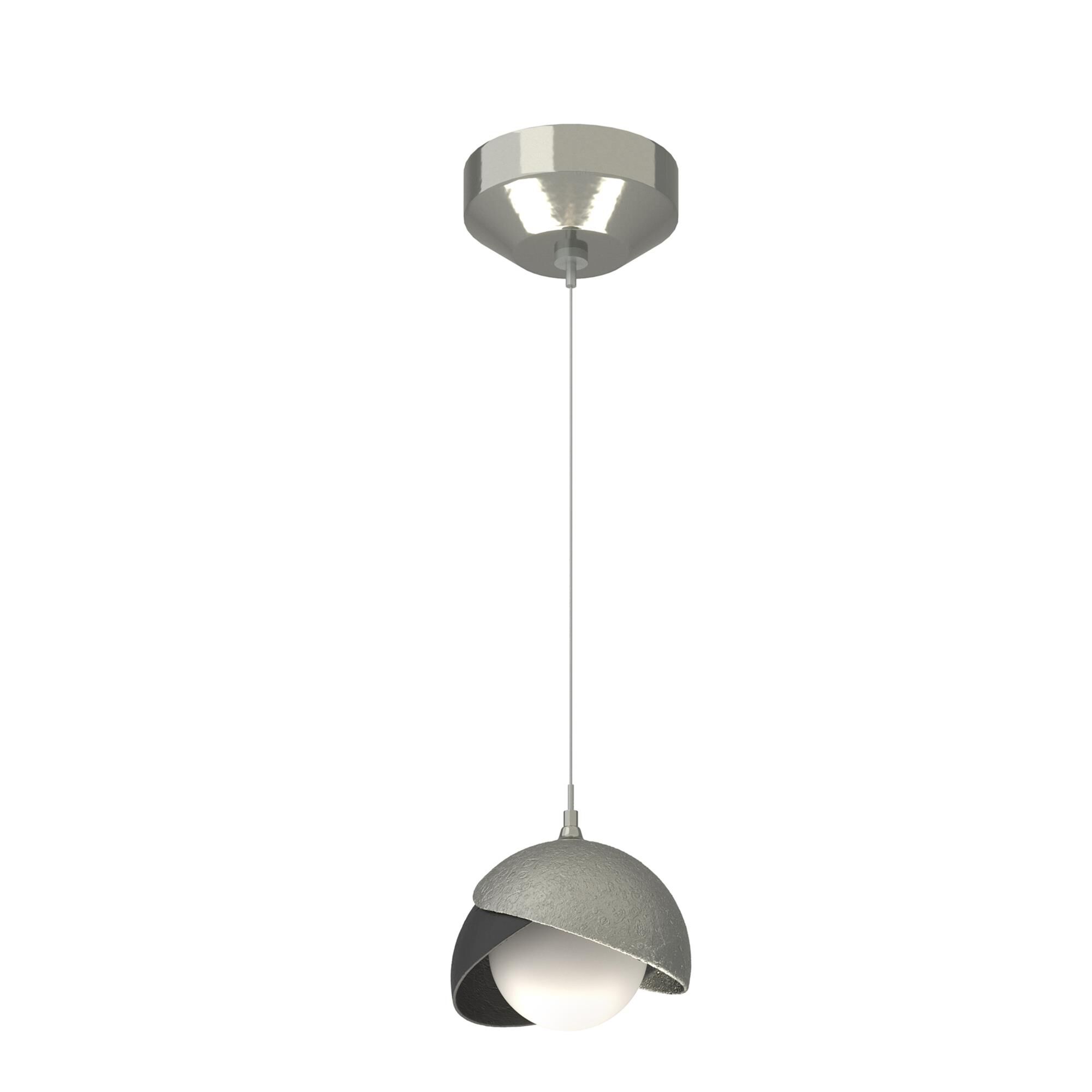Shown in Sterling finish and Opal glass and Black  accent