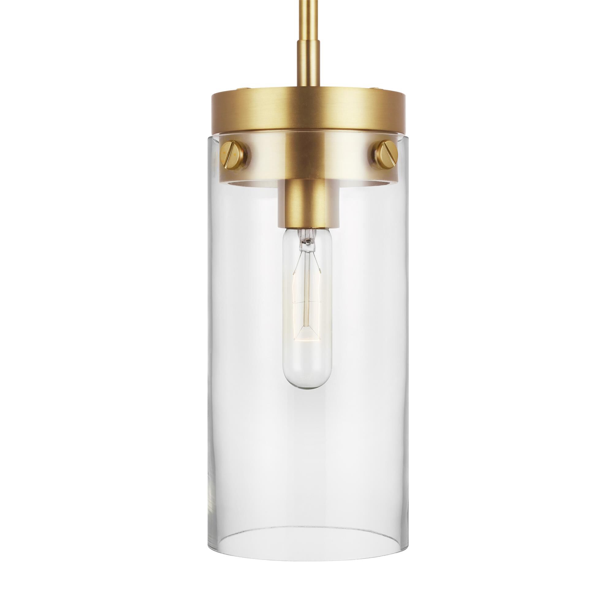 Shown in Burnished Brass finish and Clear glass