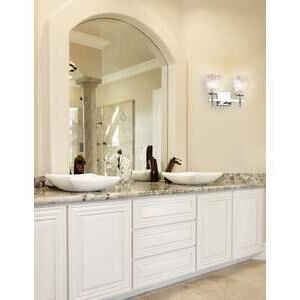 Shown in Polished Chrome finish and Lace Venetian glass and Round Flared accent