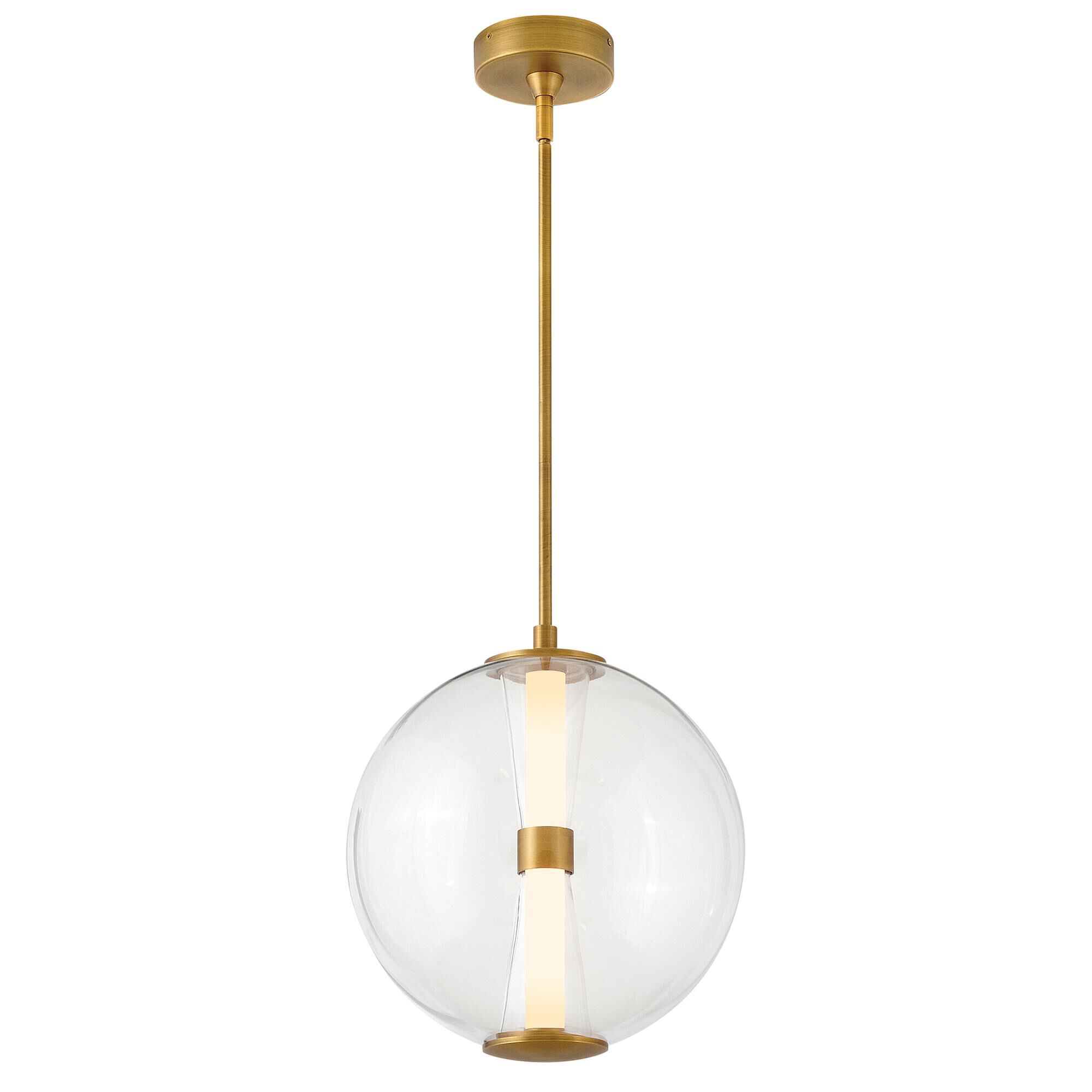 Shown in Lacquered Brass finish and Clear glass