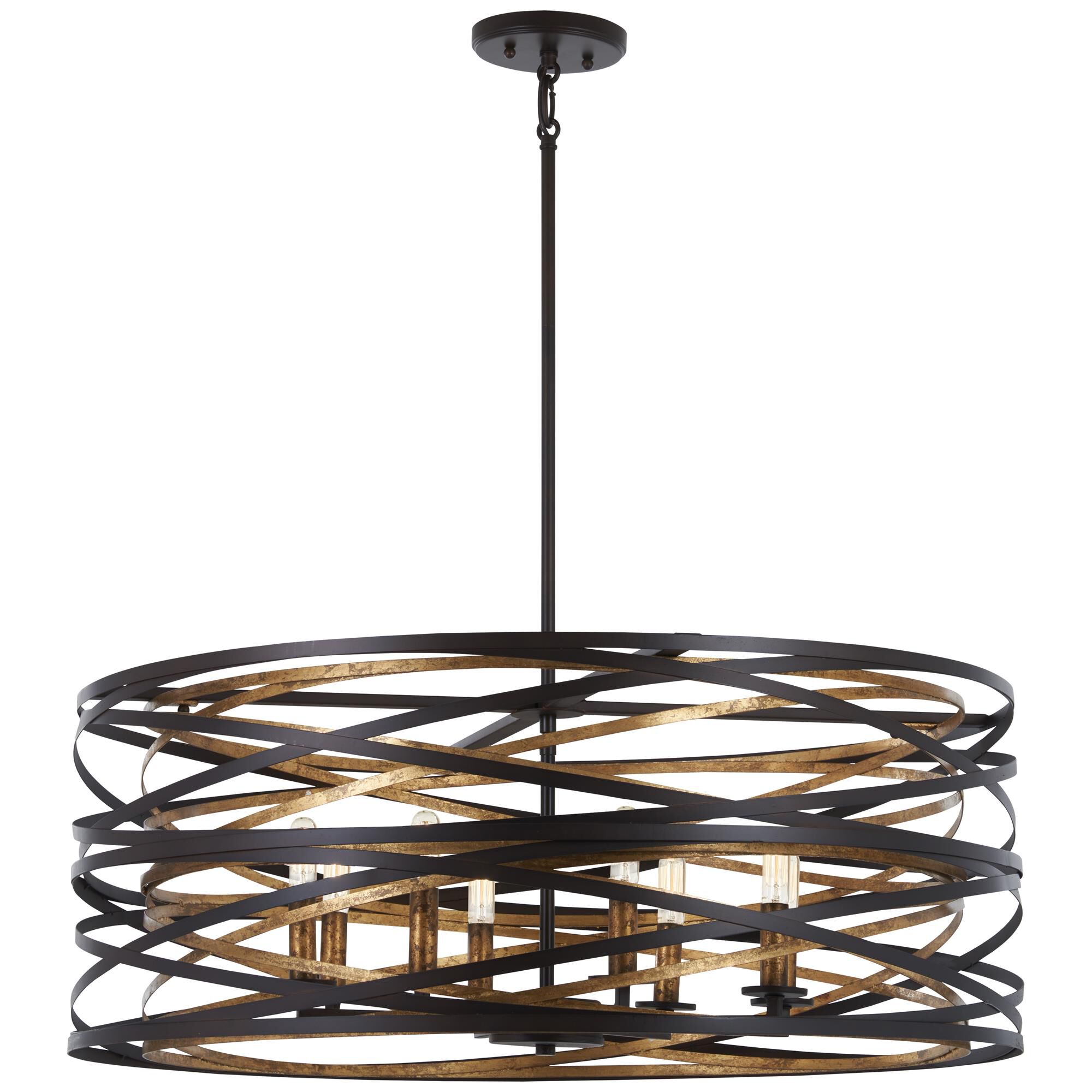 Shown in Dark Bronze W/Mosaic Gold Inte finish and Dark Bronze W/Mosaic Gold Inte glass and Steel shade