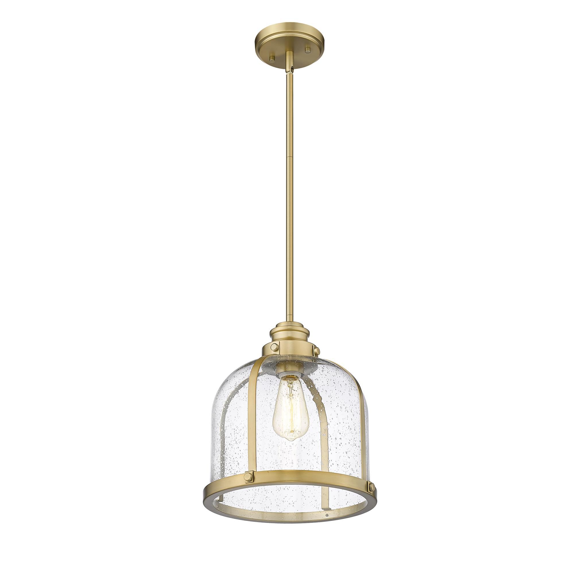 Shown in Heritage Brass finish and Glass shade