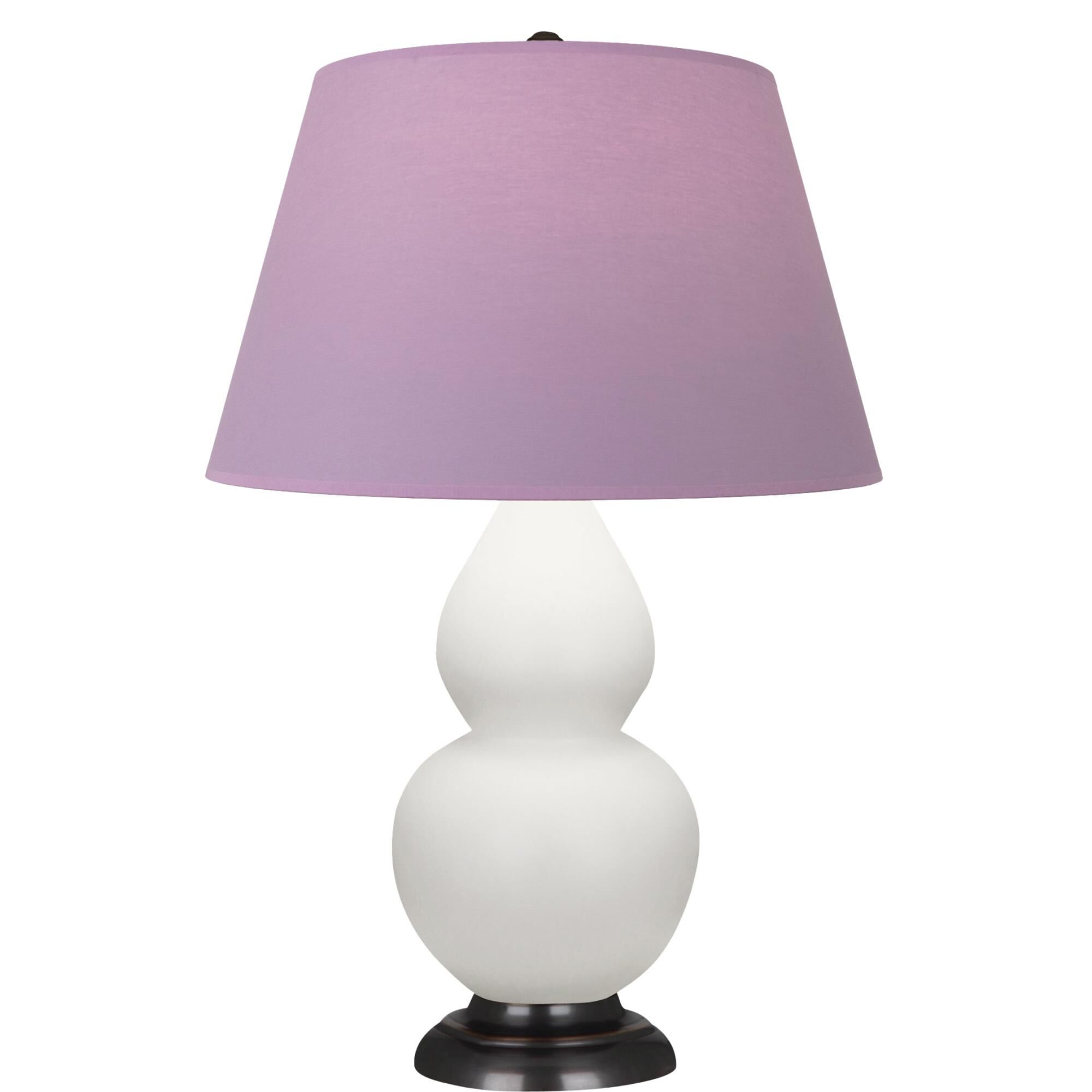 Shown in Matte Lily finish and Lavender and Plum shade and Deep Patina Bronze accent