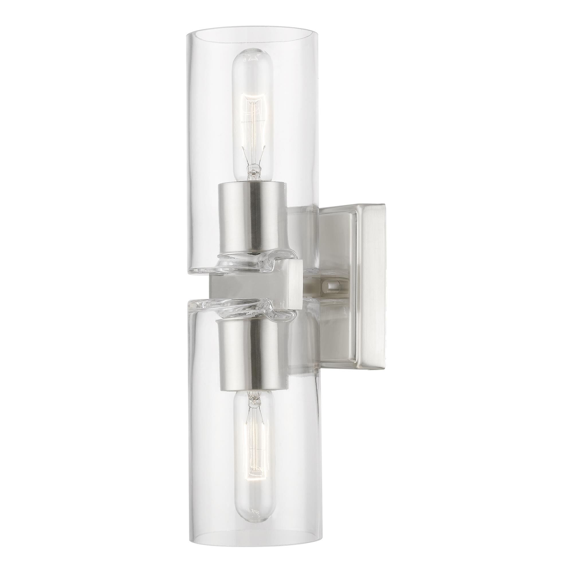 Shown in Brushed Nickel finish and Clear glass
