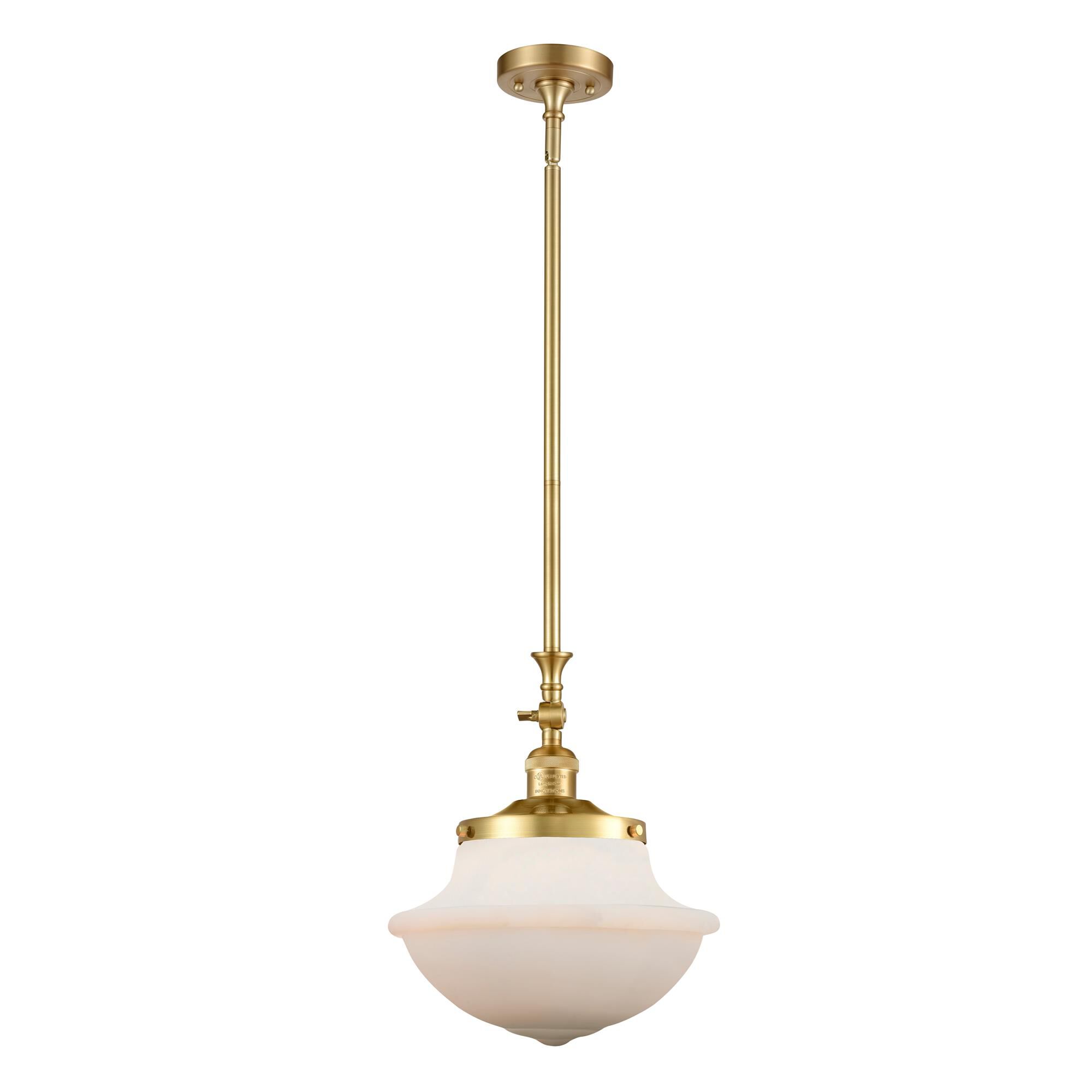 Shown in Satin Gold finish and Matte White Cased Large Oxford glass