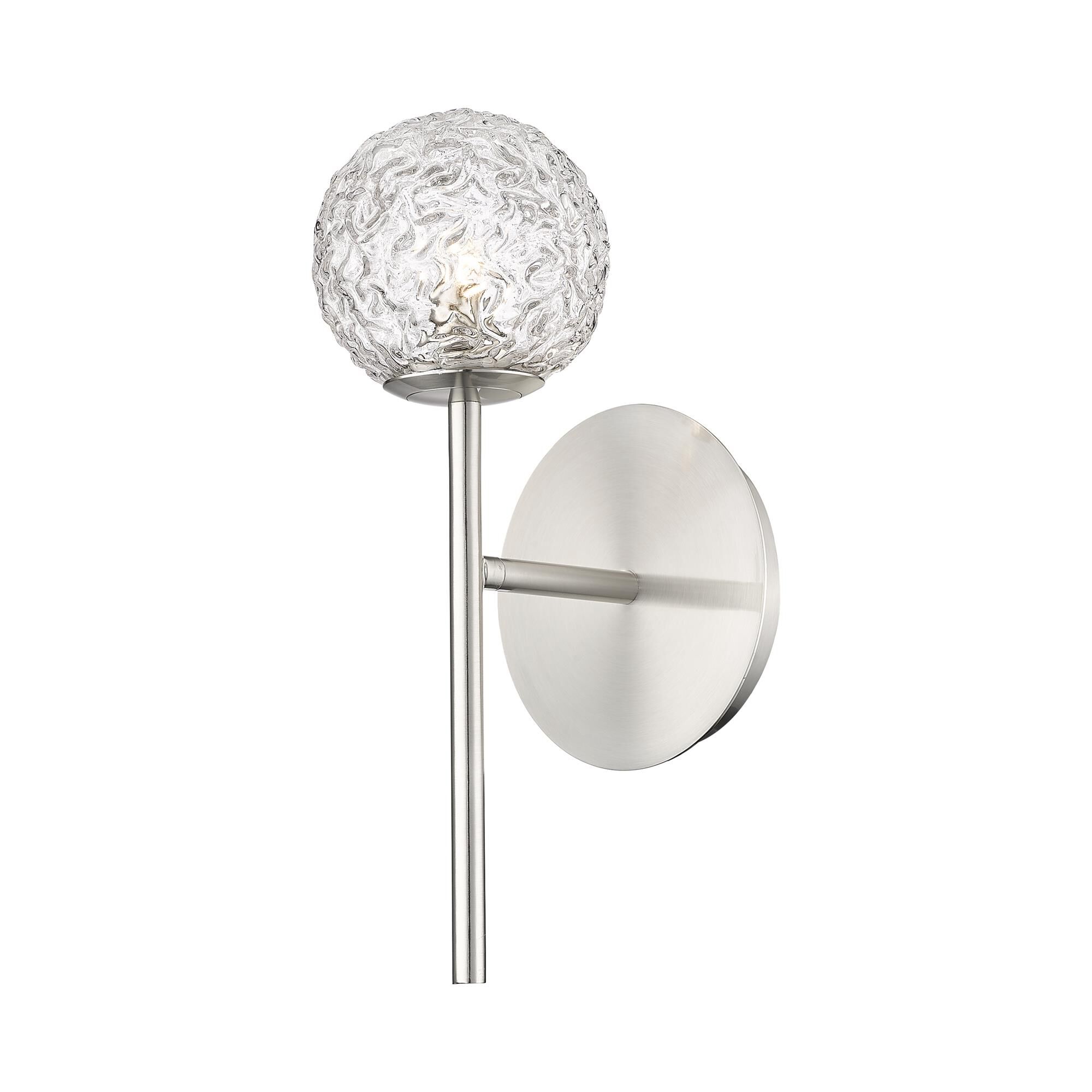 Shown in Satin Nickel finish and Clear shade