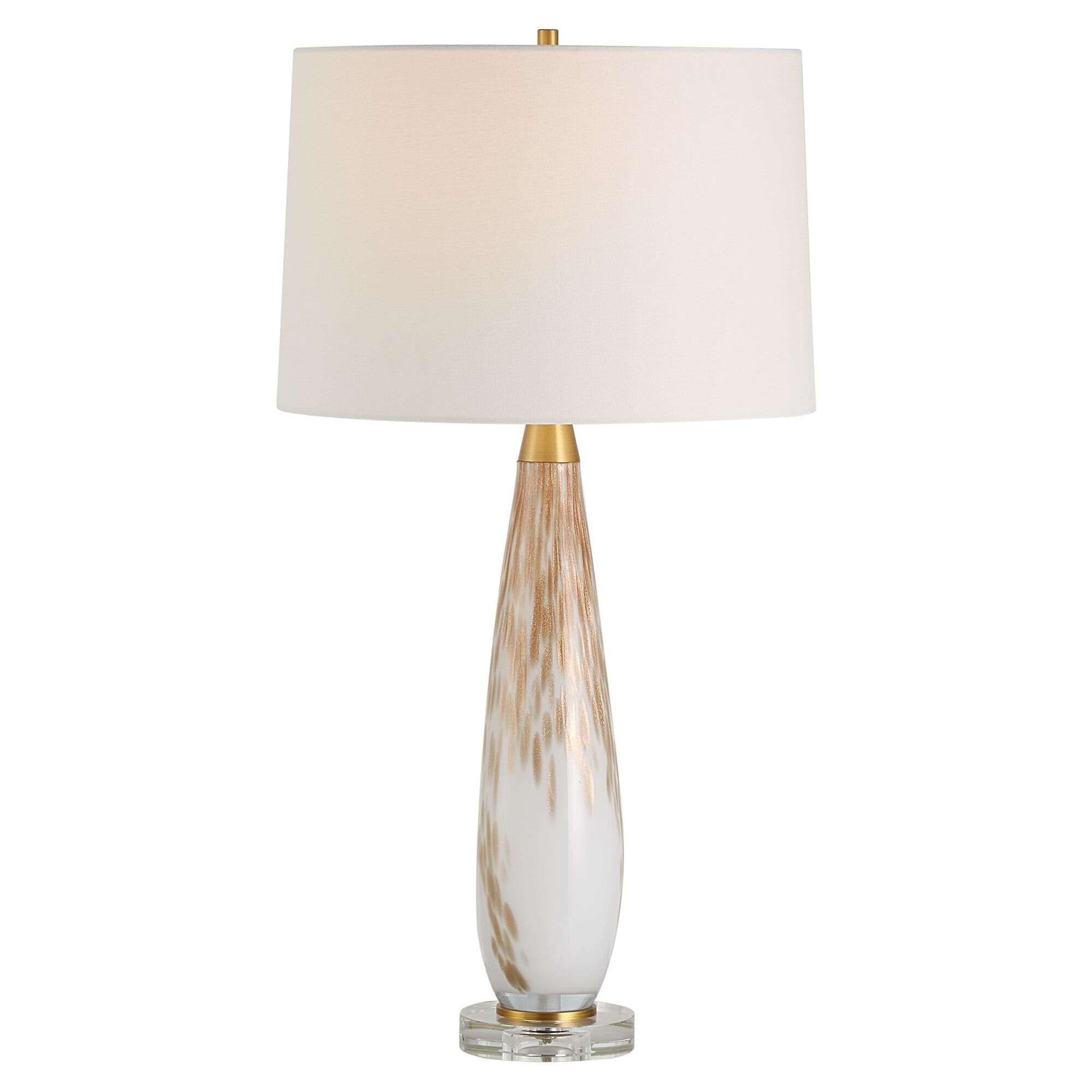Shown in Spotted Metallic Gold finish and Round Hardback shade