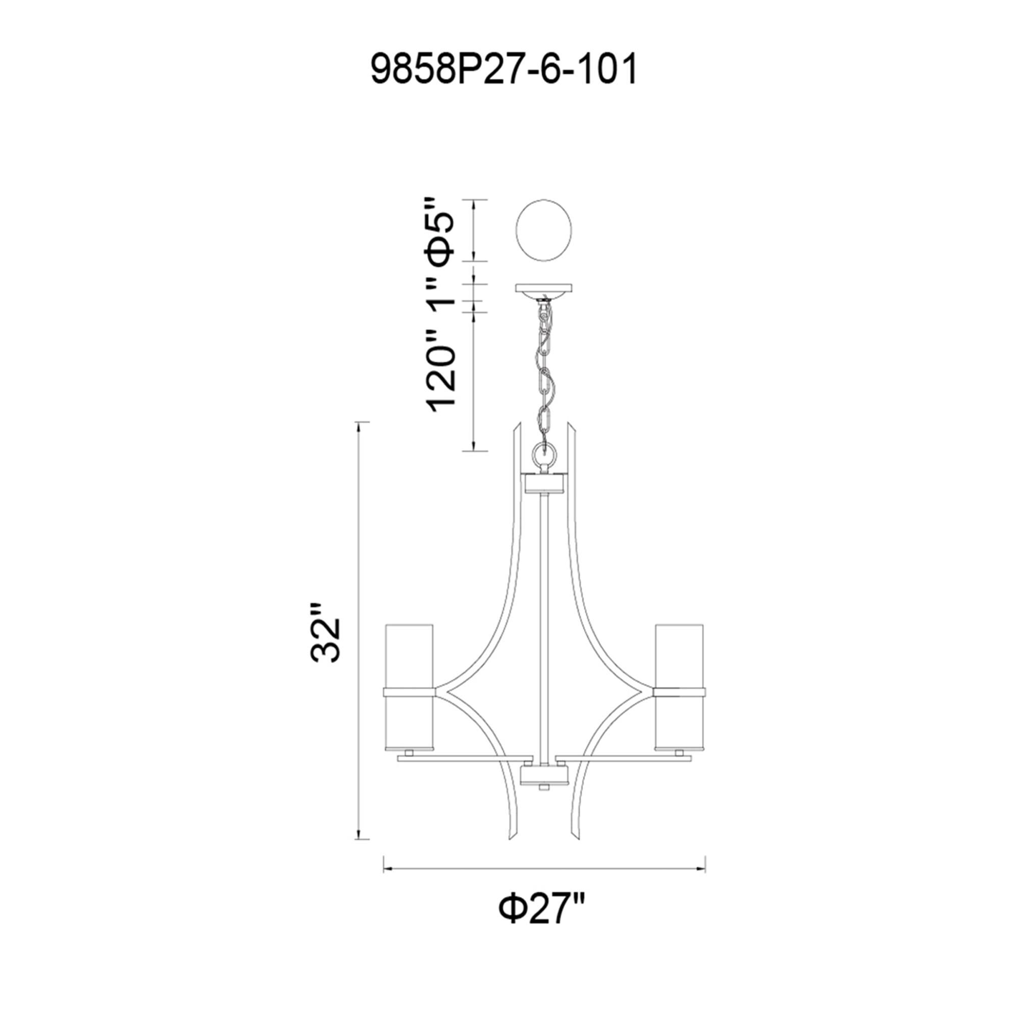 Vanna 27 Inch 6 Light Chandelier by CWI Lighting