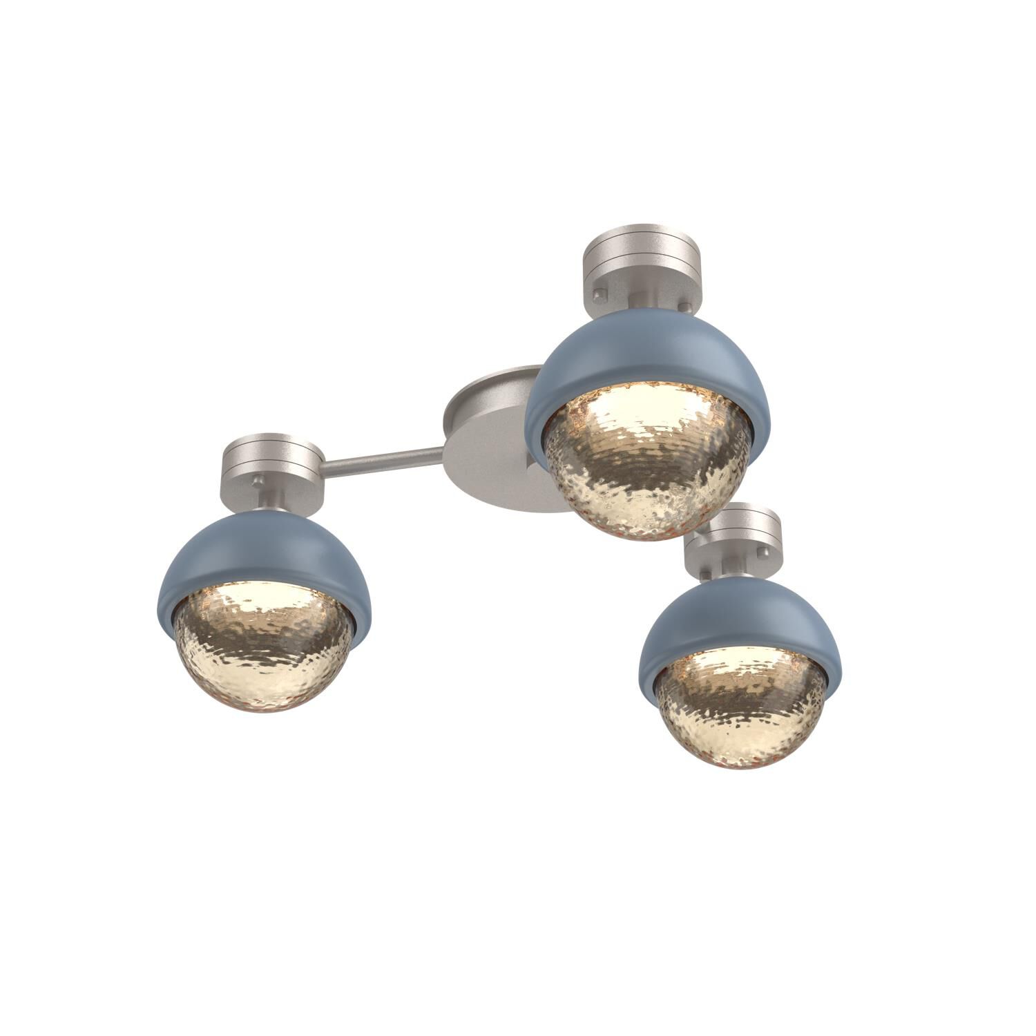 Shown in Beige Silver finish and Amber glass and Poppy Blue accent