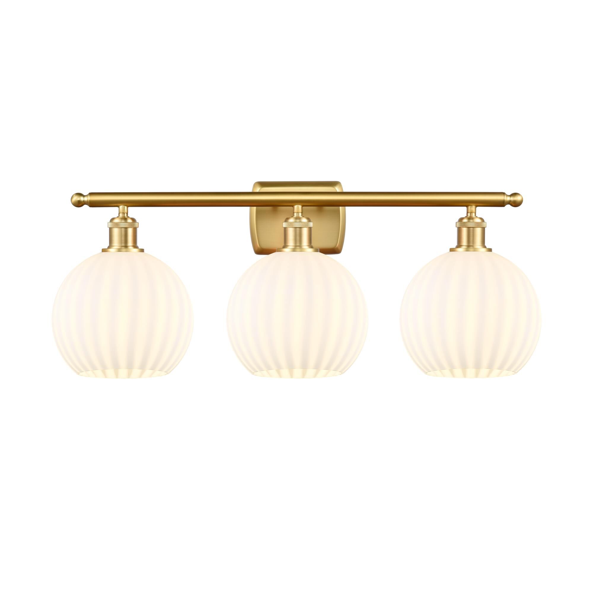 Shown in Satin Gold finish and White Venetian glass