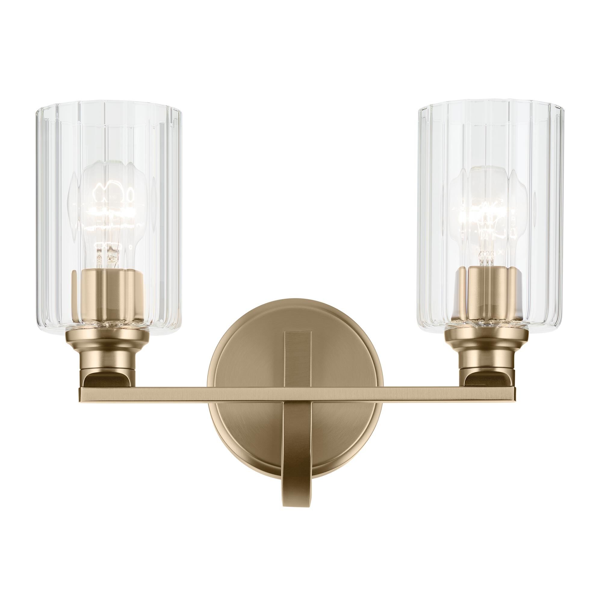 Shown in Champagne Bronze finish and Clear Fluted glass