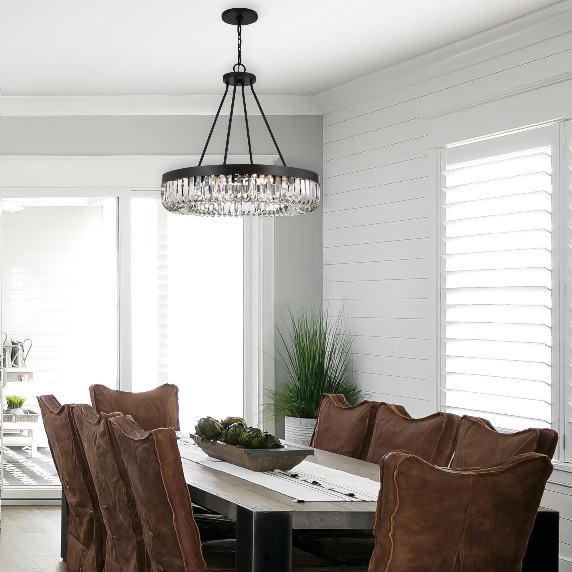 Shown in Charcoal Bronze finish and Clear Glass crystal