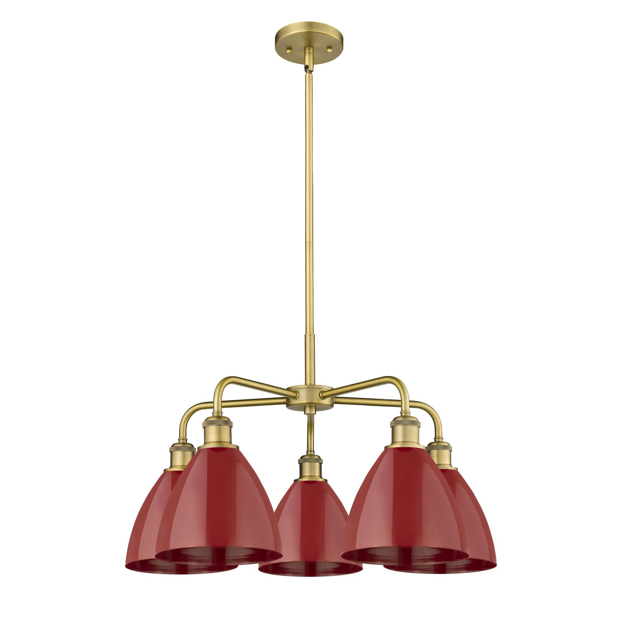 Shown in Brushed Brass finish and Red shade