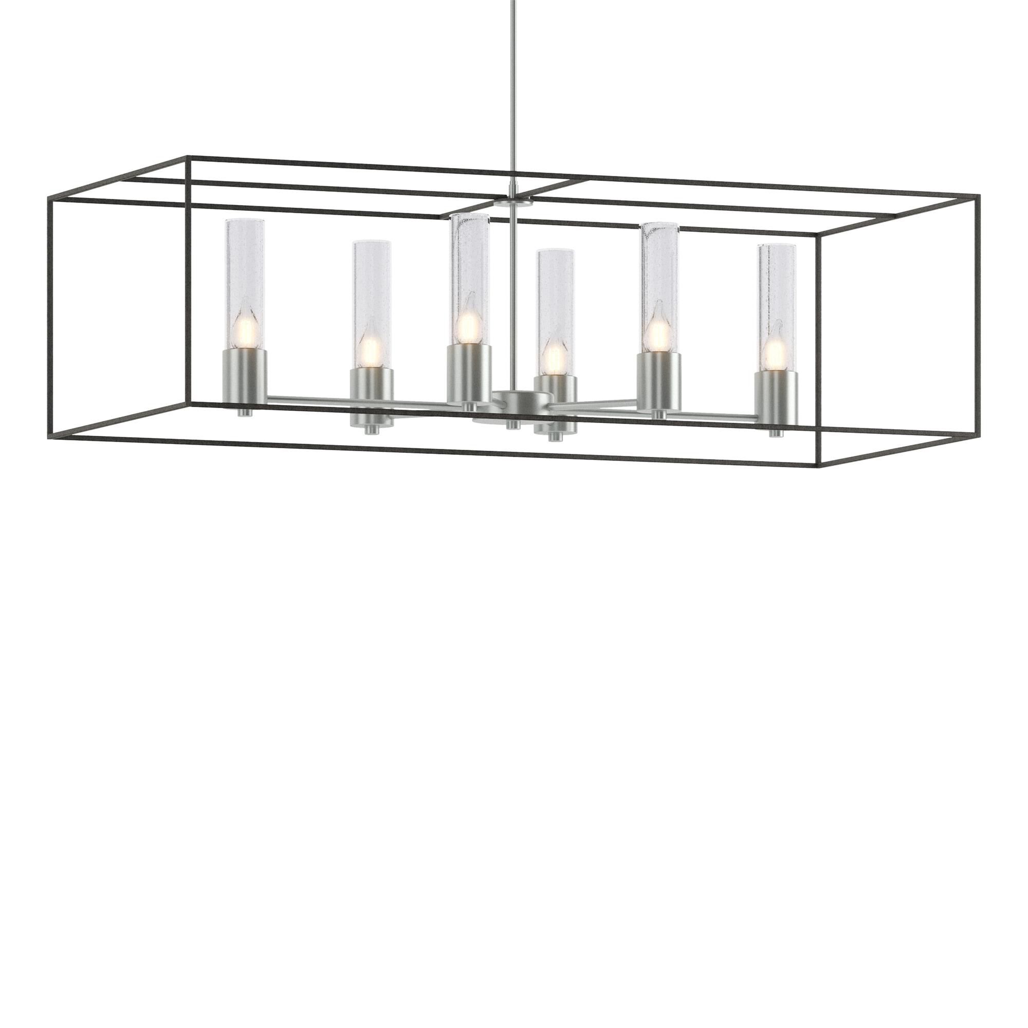 Shown in Vintage Platinum finish and Clear glass and Natural Iron accent