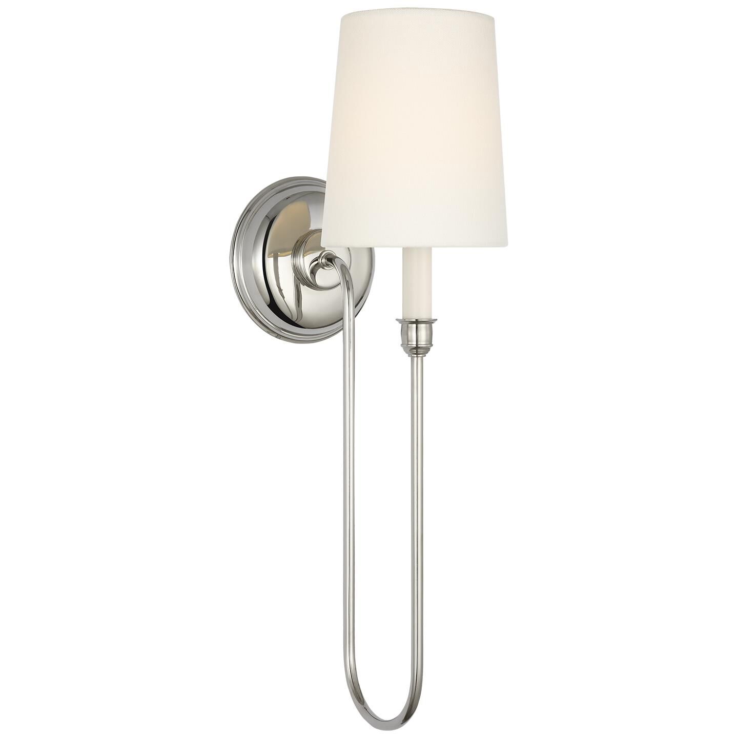Shown in Polished Nickel finish and Linen shade