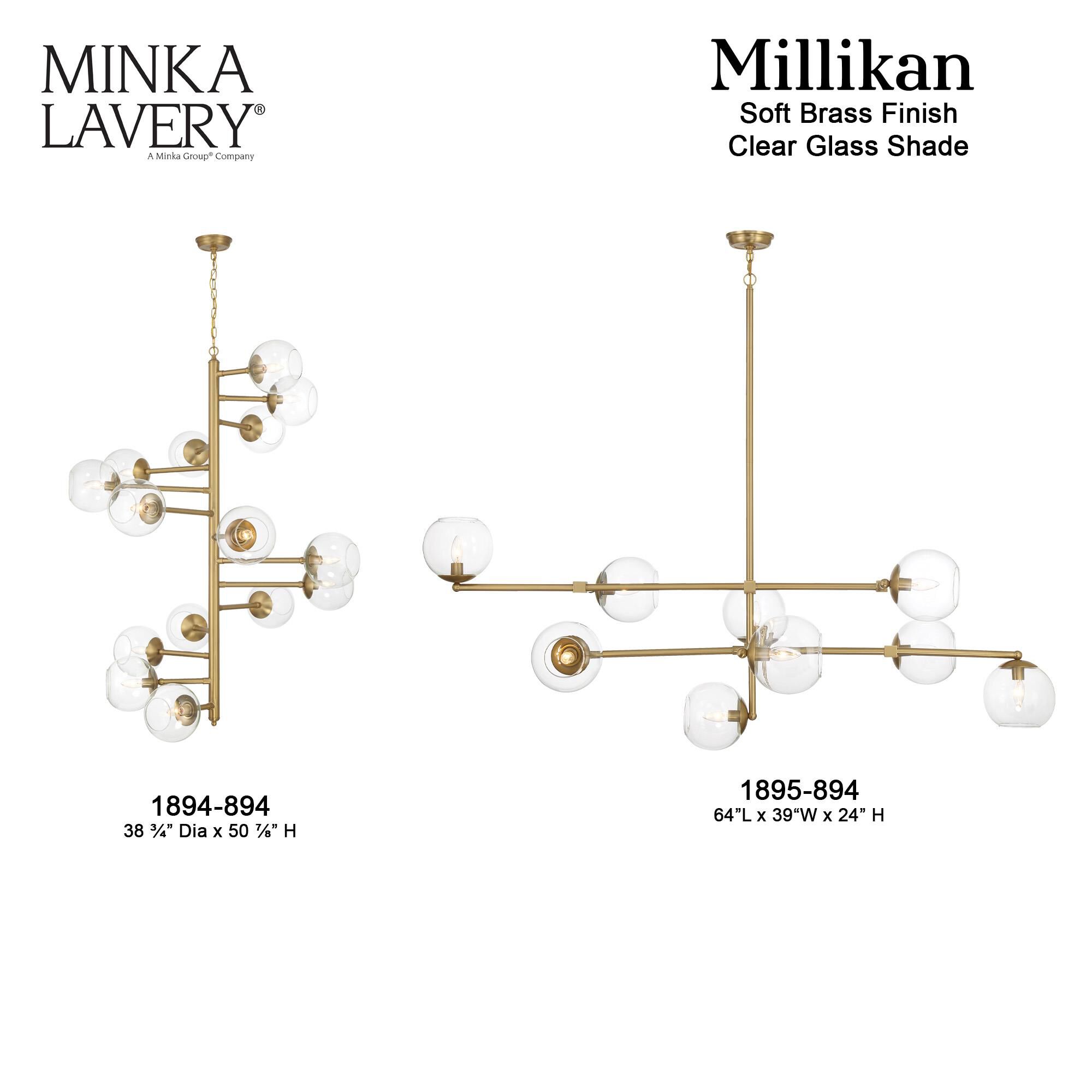 Shown in Signature Brass finish and Clear glass