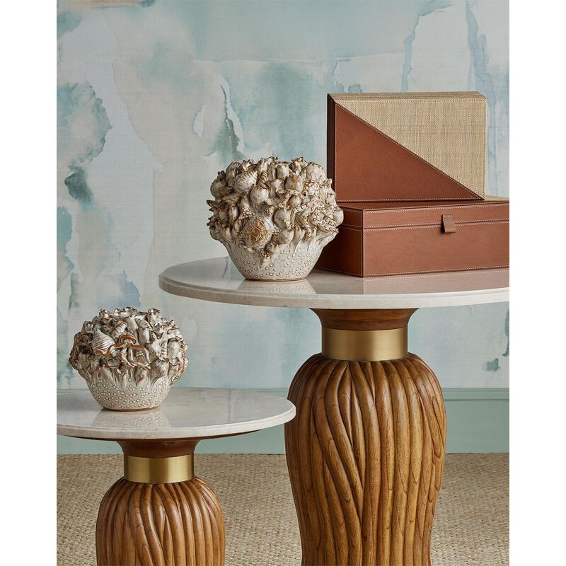 Leather & Raffia Accent Box Set of 2 by Currey & Company