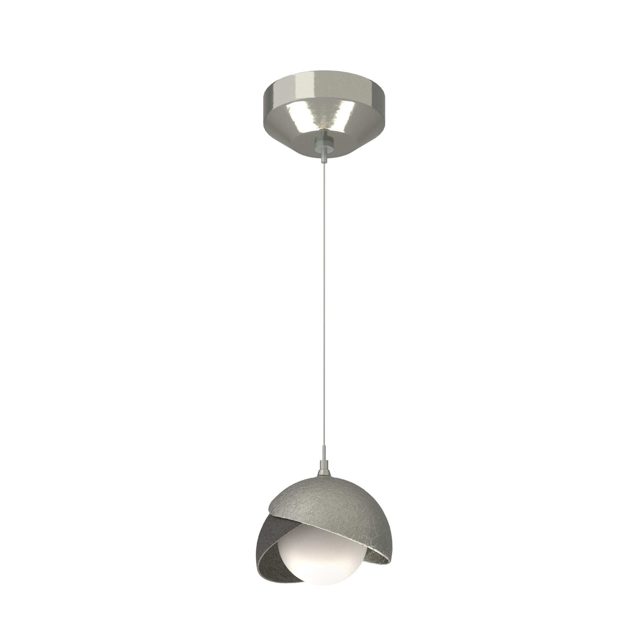 Shown in Sterling finish and Opal glass and Natural Iron  accent
